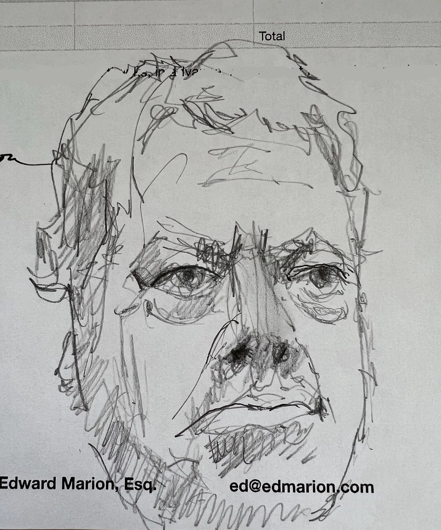 8/12/25, 8.5” x 11”, pencil doodle on a client’s bill, 2025
