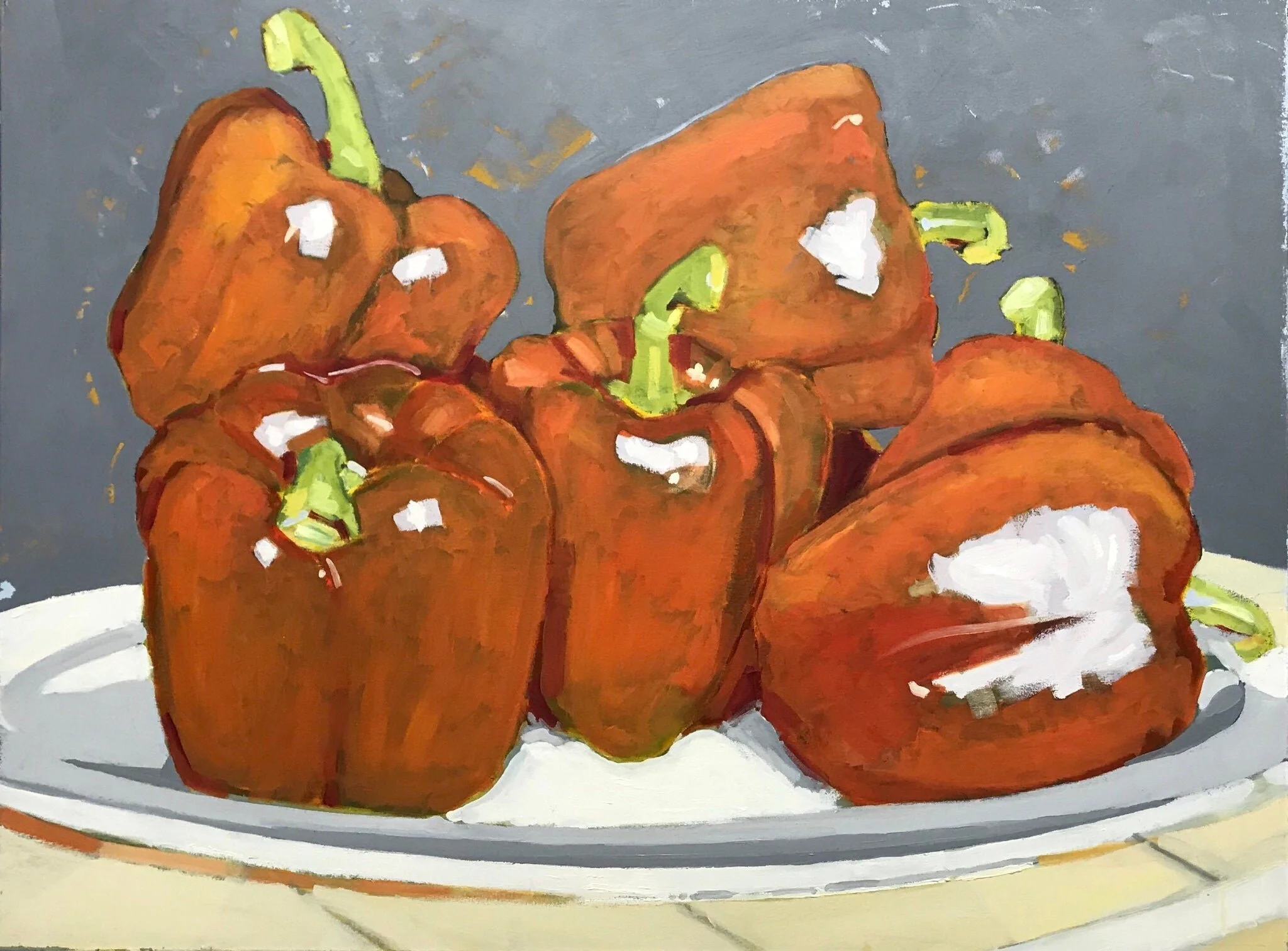 Big Peppers, 36” x 48”, mixed media on canvas, 2019