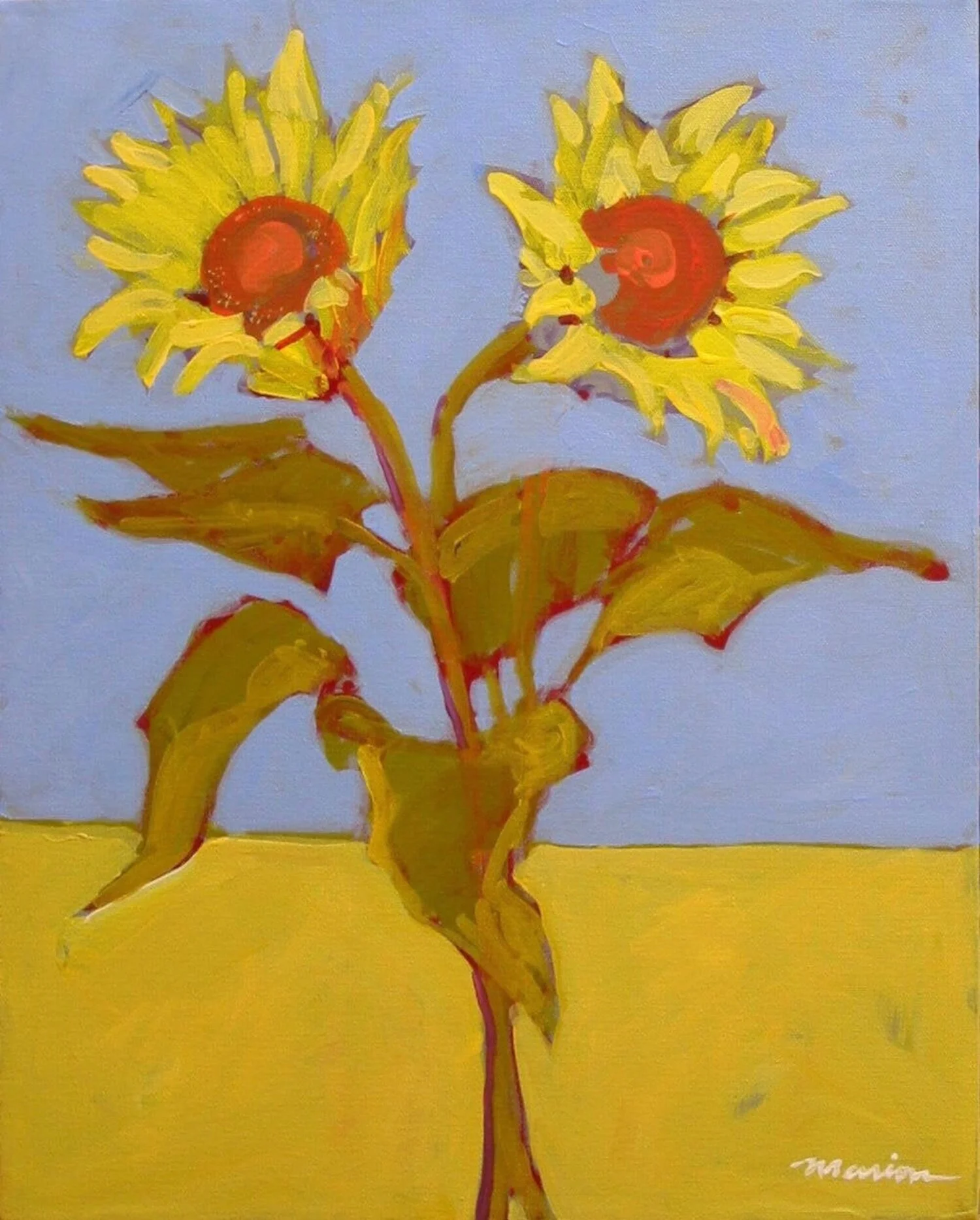 Two Sunflowers, 20” x 16”, acrylic on canvas, 2012