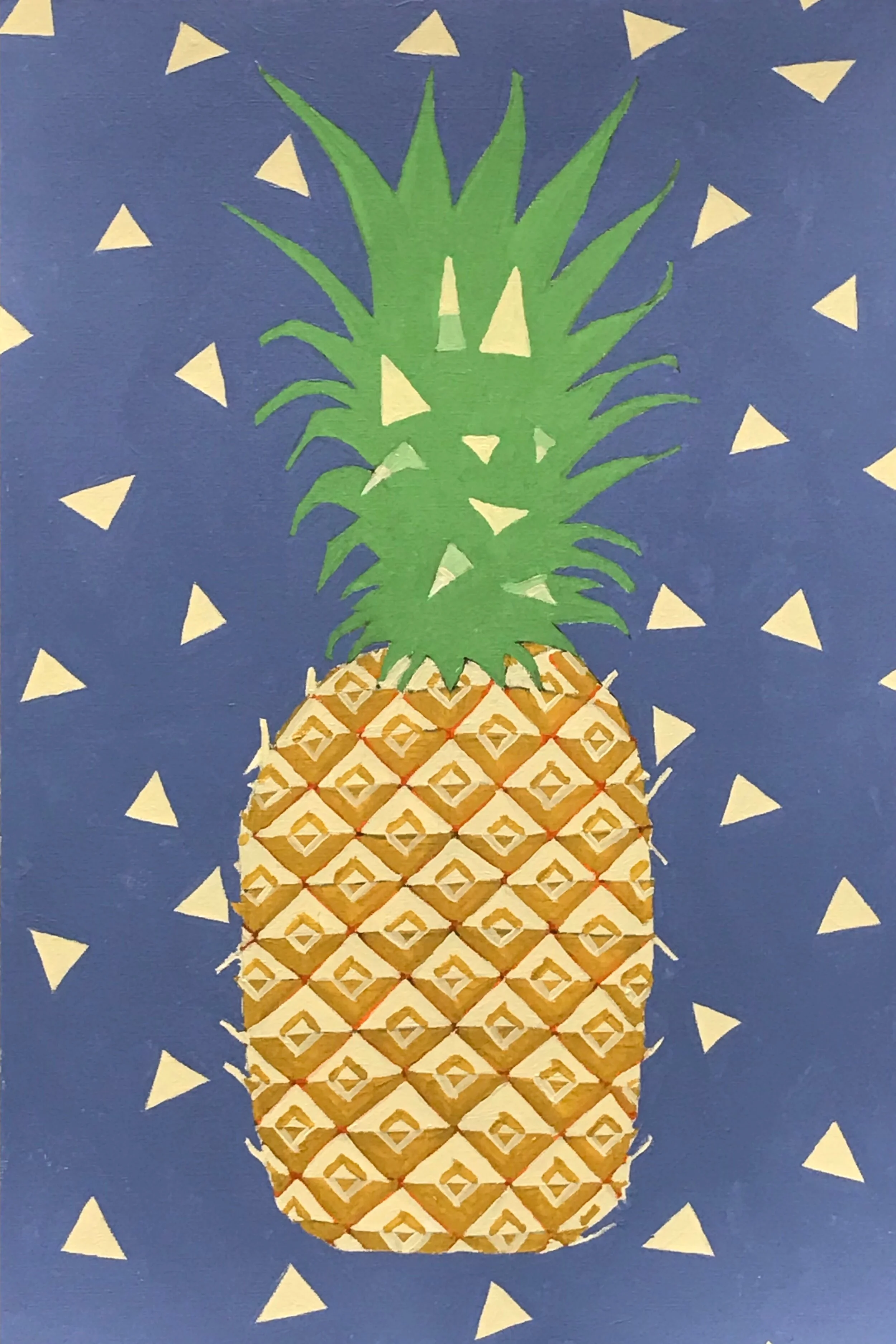 Pineapple Triangles 4, 18” x 12”, acrylic on paper, 2020
