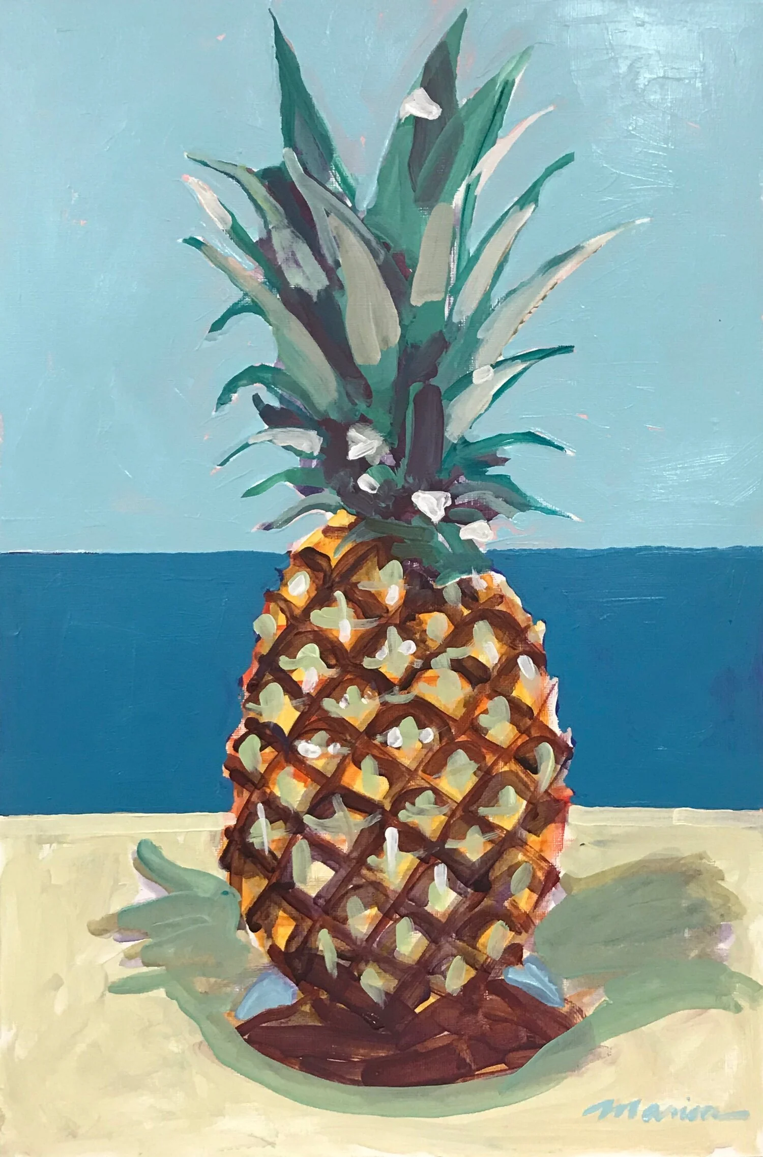 Seaside Pineapple, 18” x 12”, acrylic on paper, 2020
