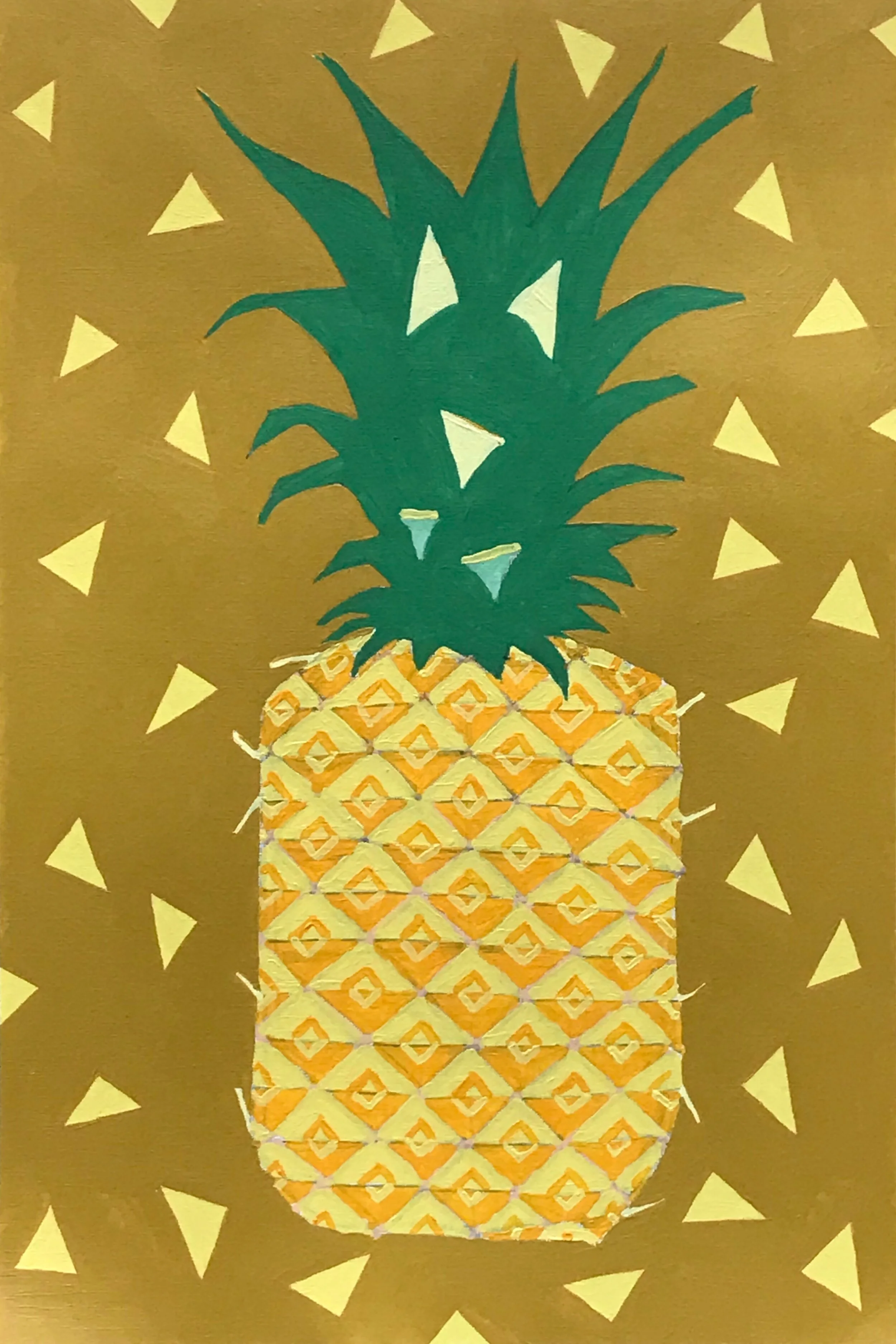 Pineapple Triangles 3, 18” x 12”, acrylic on paper, 2020
