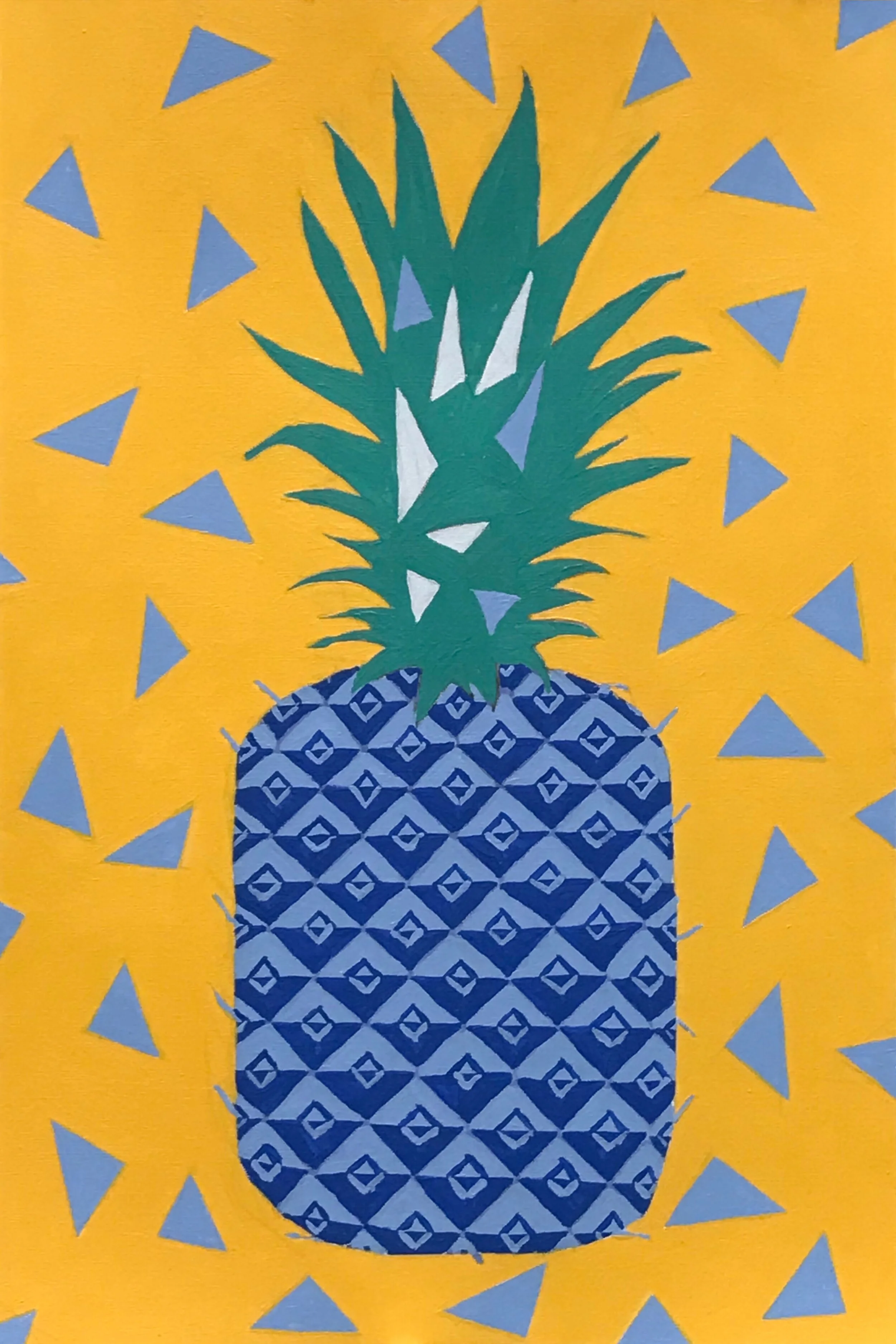 Pineapple Triangles 2, 18” x 12”, acrylic on paper, 2020