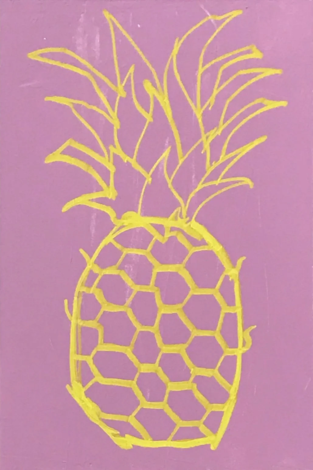 Your Basic Pineapple Painting 5, 18” x 12” . acrylic on masonite . 2021 . Private Collection