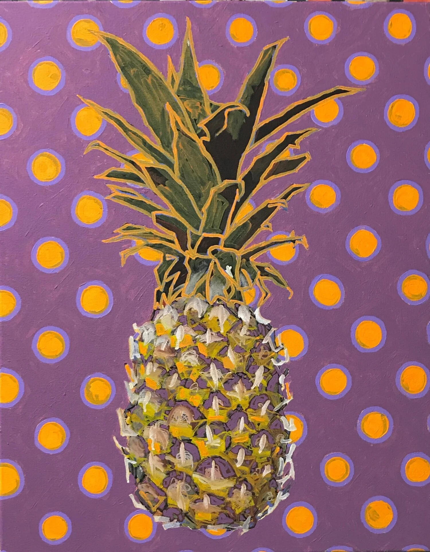 Pineapple Celebration 2, 28” x 22”, acrylic on canvas, 2019