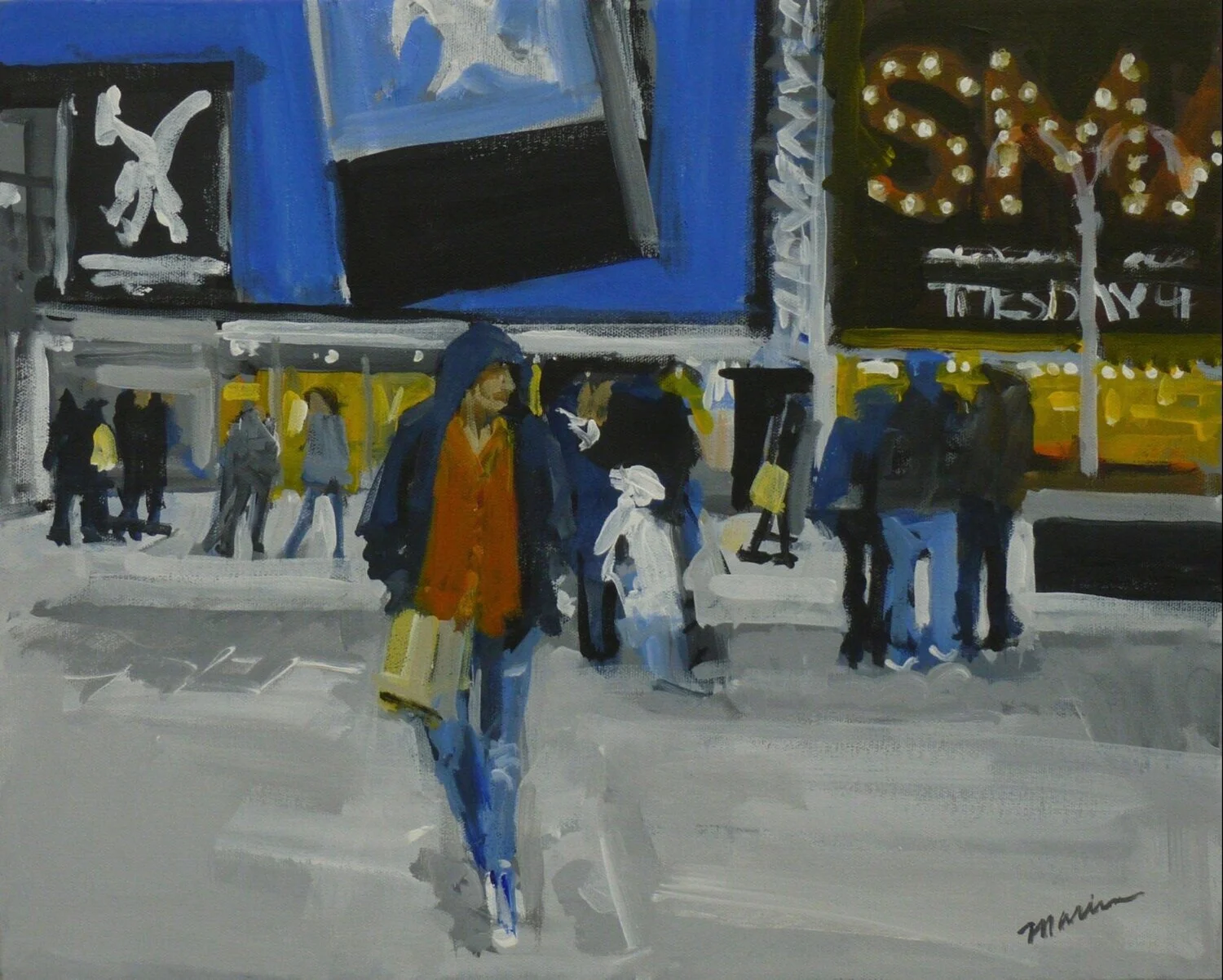 Smashed in Times Square, 16” x 20”, acrylic on canvas, 2013