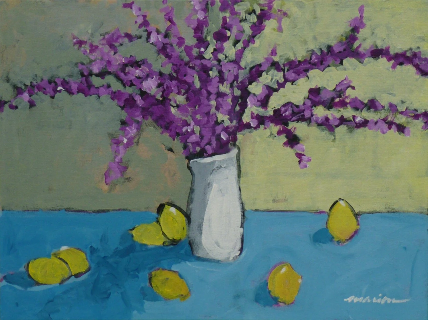 Flowers and Lemons, 18” x 24”, acrylic on canvas, 2013