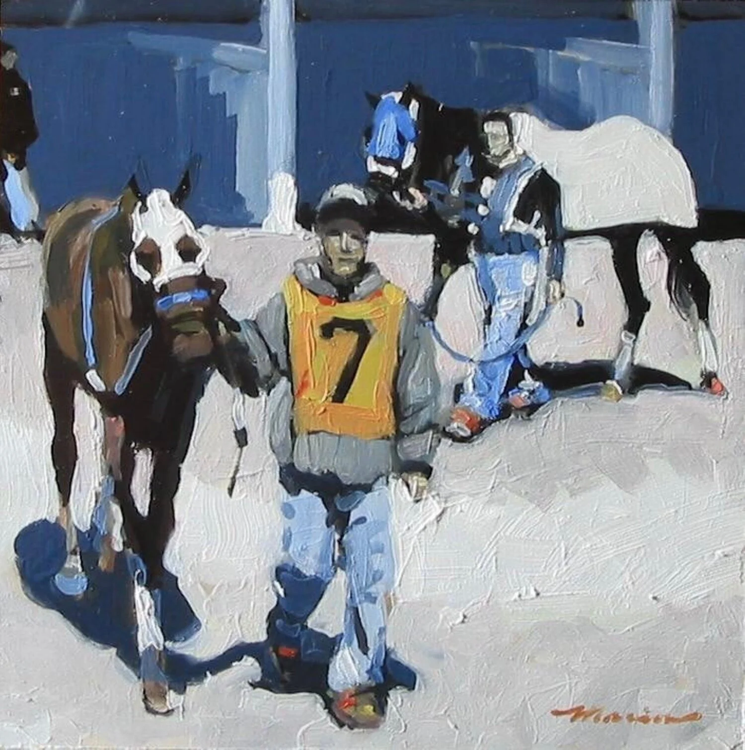 In the Paddock, 10” x 10”, oil on board, 2009