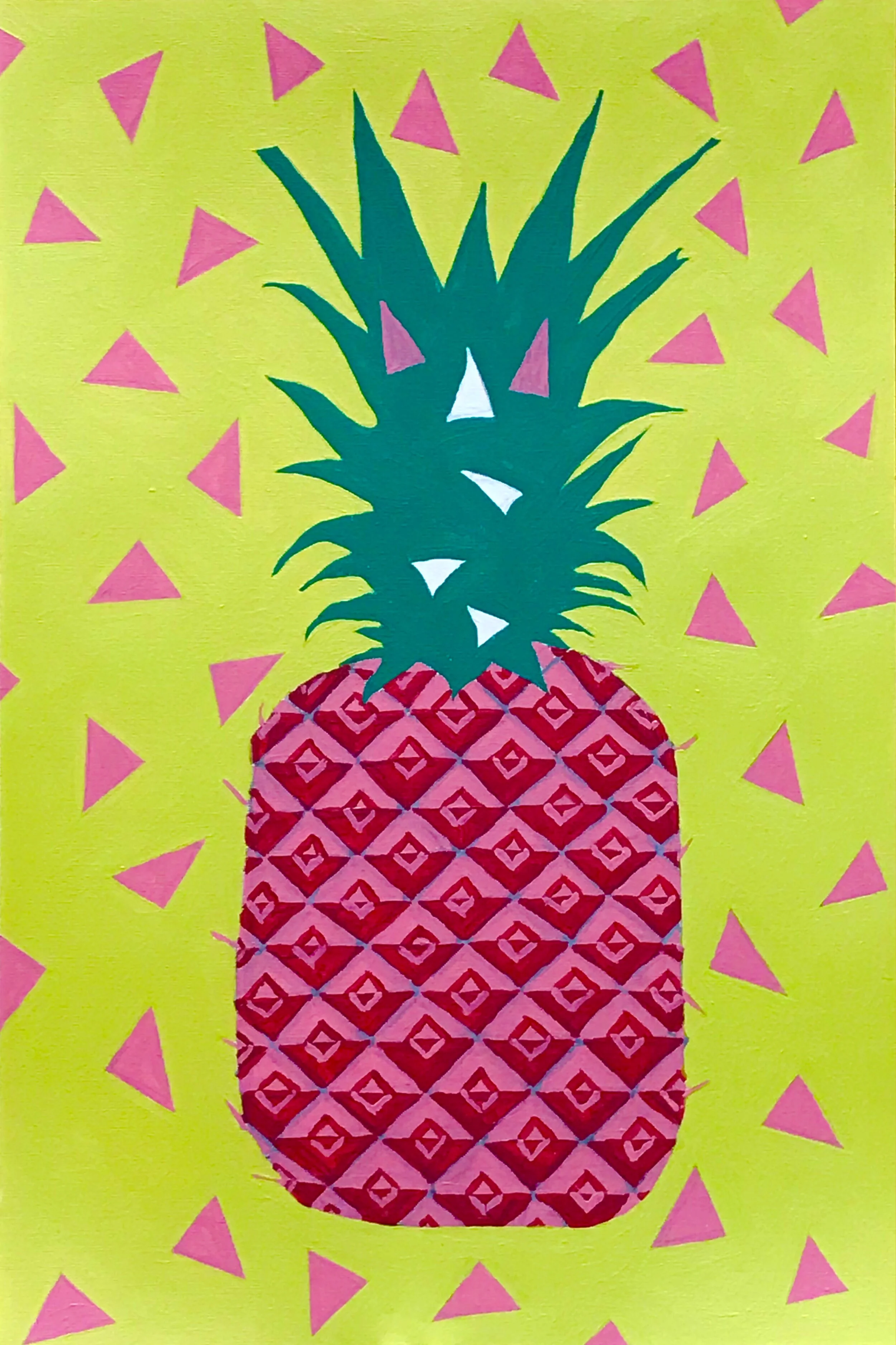 Pineapple Triangles 1, 18” x 12”, acrylic on paper, 2020