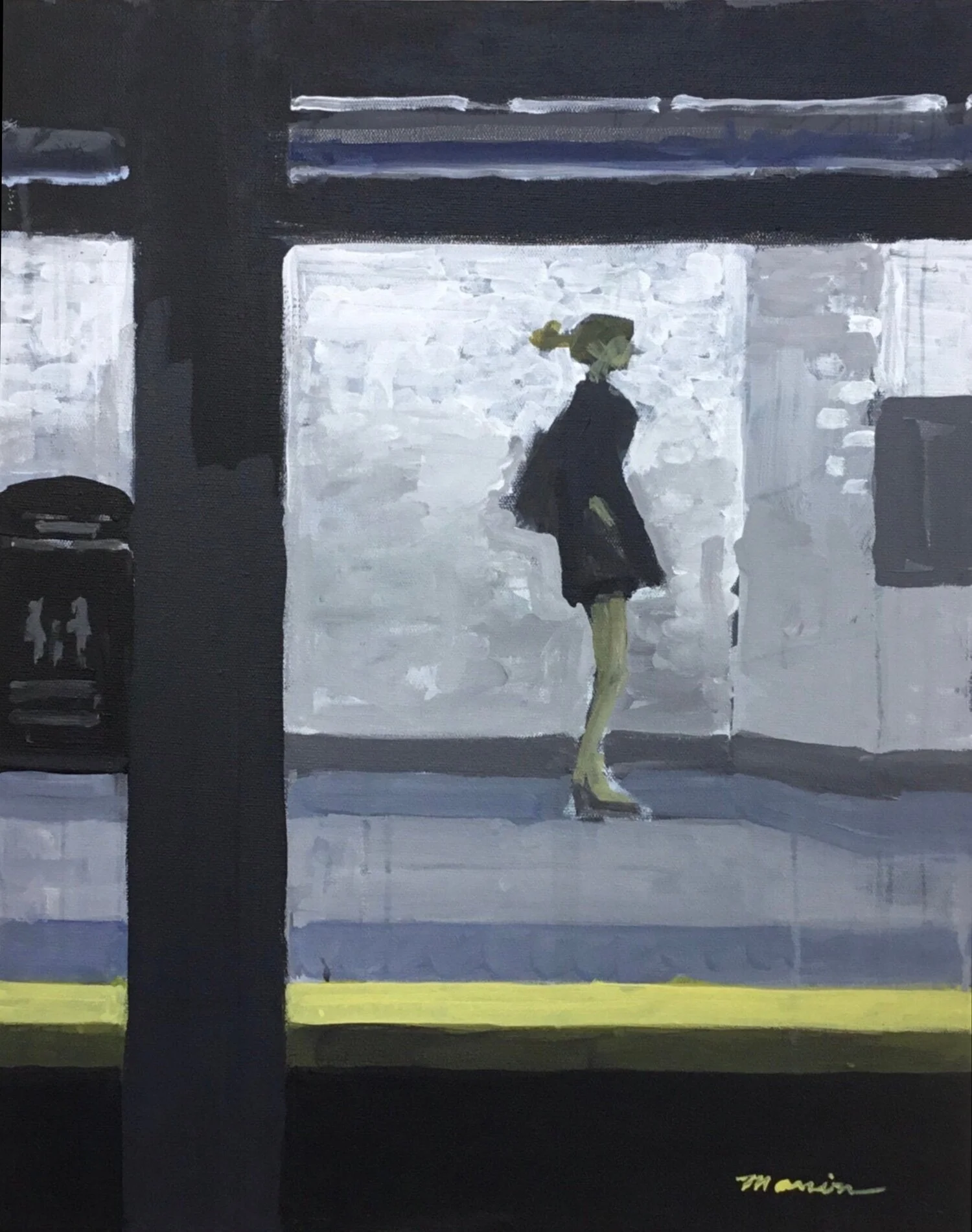 Subway Wait, 20” x 16”, acrylic on canvas, 2016