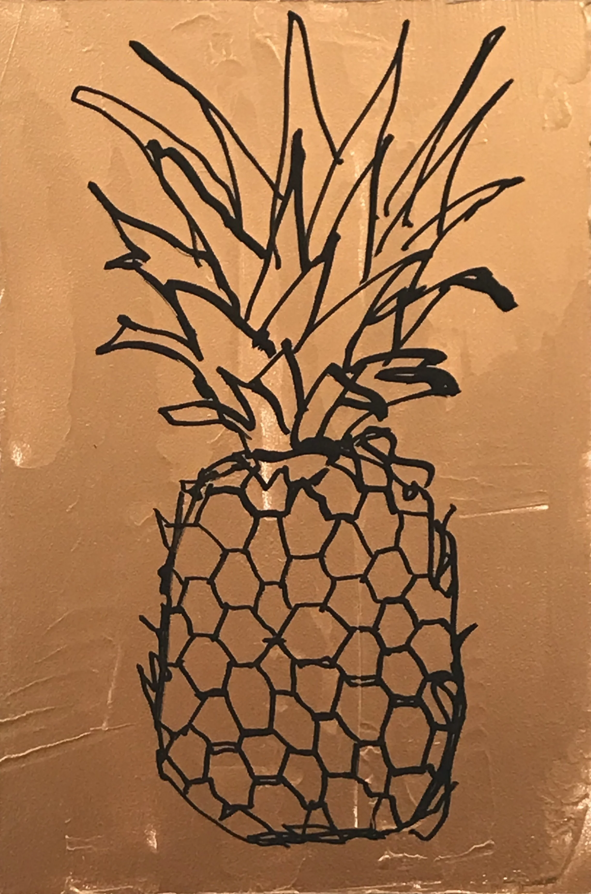 Your Basic Pineapple Painting 13, 18” x 12” . acrylic on masonite . 2021 . Private Collection