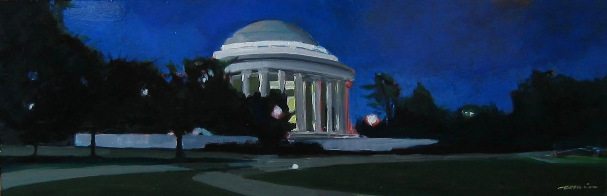 Jefferson Memorial, 12” x 36”, oil on board, 2009