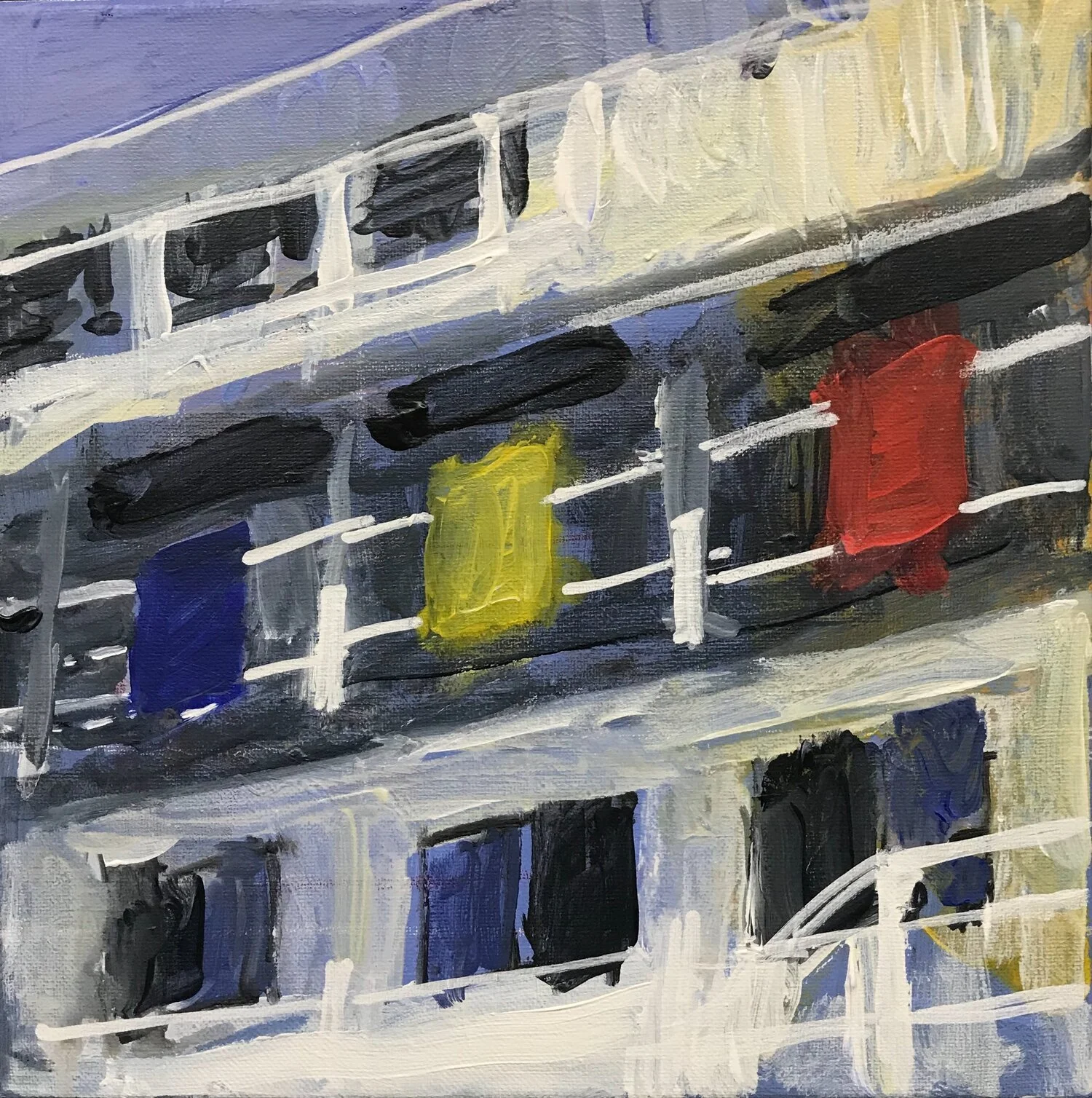 The Art Barge, Amagansett, 12” x 12”, acrylic on canvas, 2019