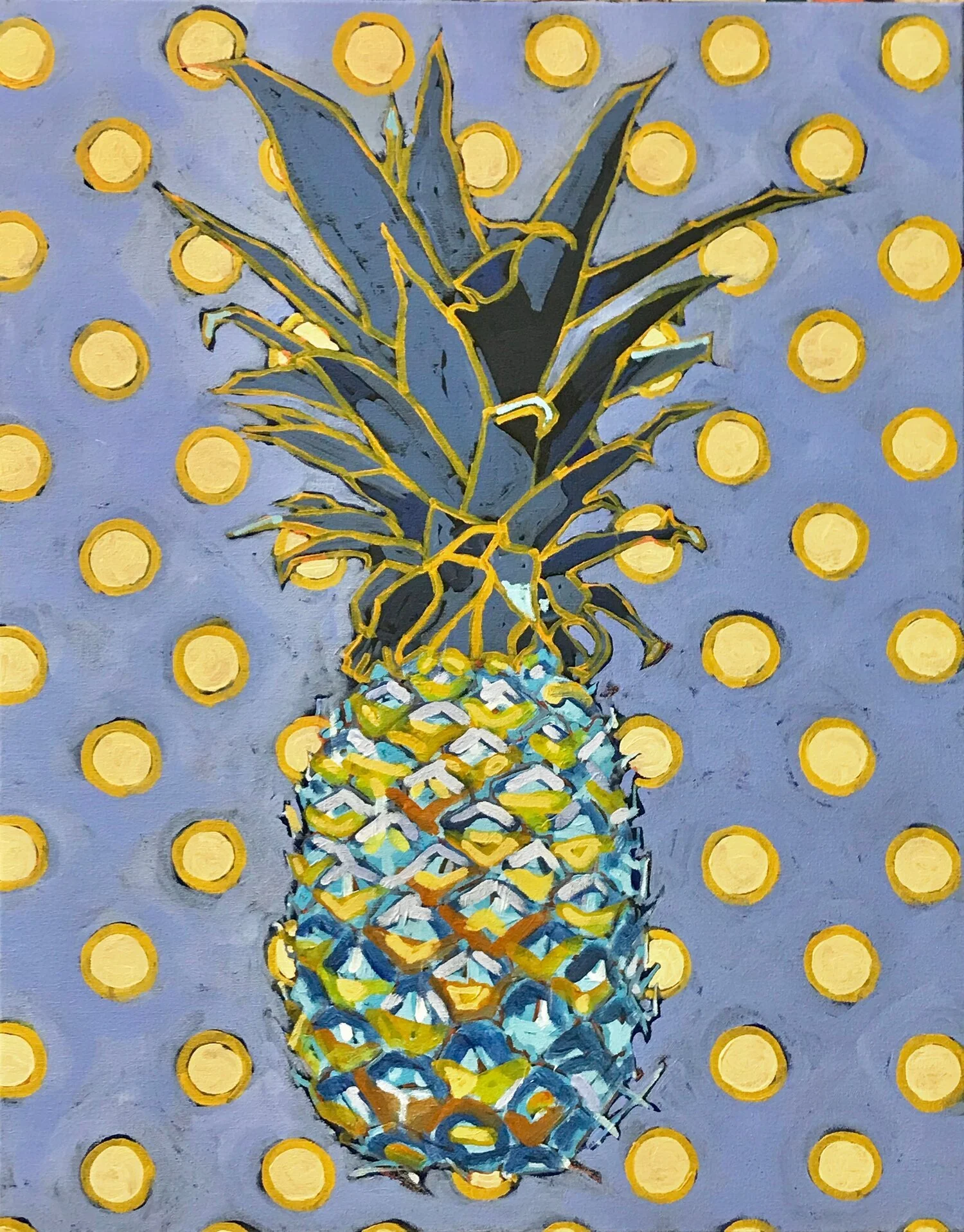 Pineapple Celebration 4, 28” x 22”, acrylic on canvas, 2019