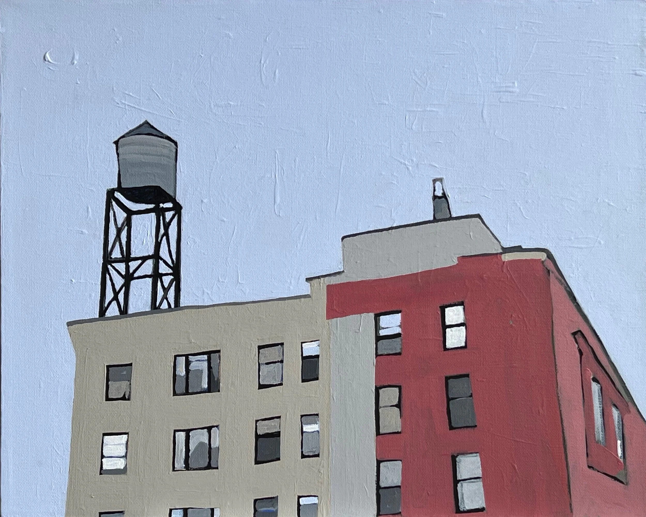 Tower in the City, 16” x 20”, acrylic on canvas, 2023