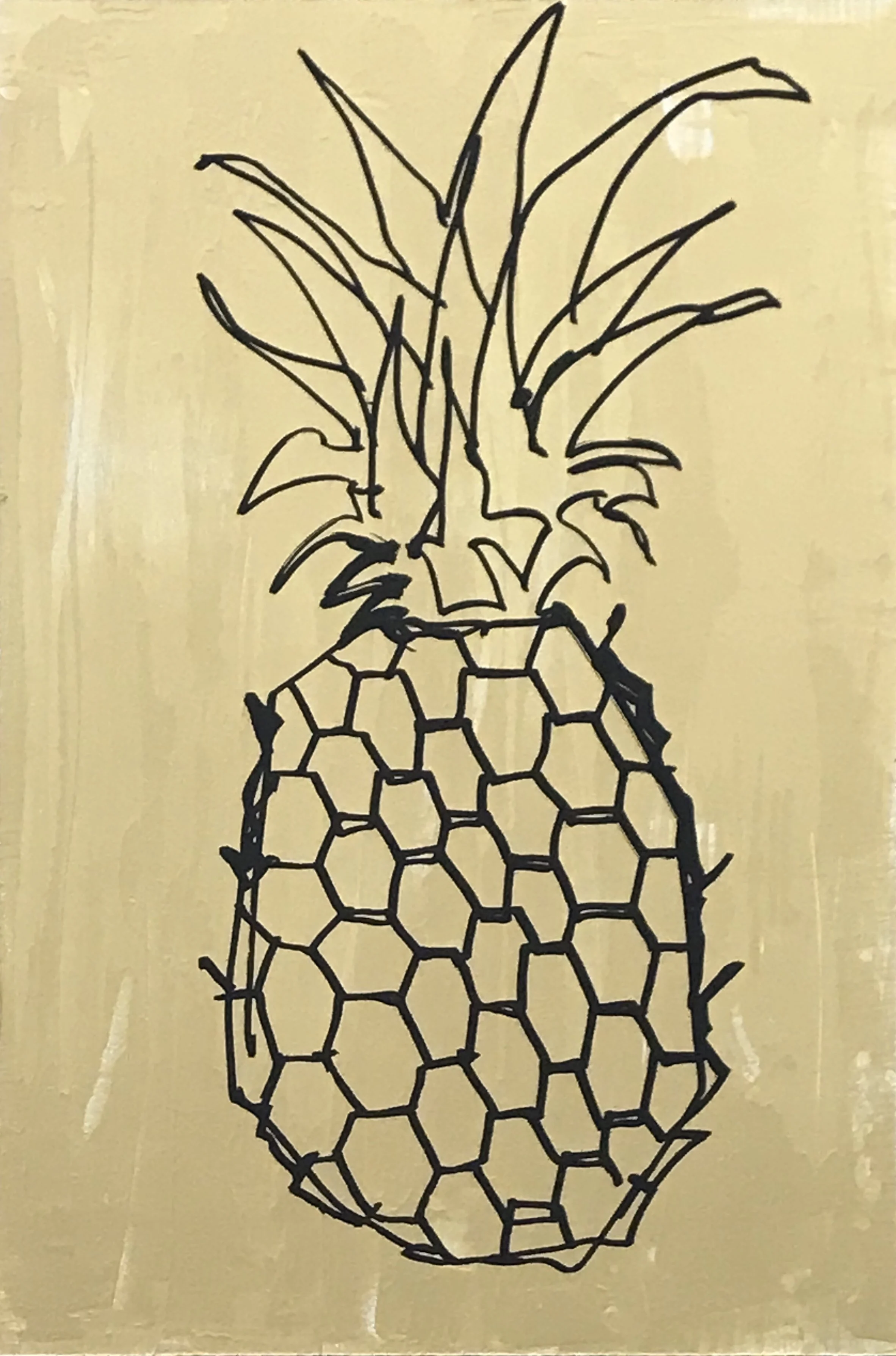 Your Basic Pineapple Painting 8, 18” x 12” . acrylic on masonite . 2021 . Private Collection