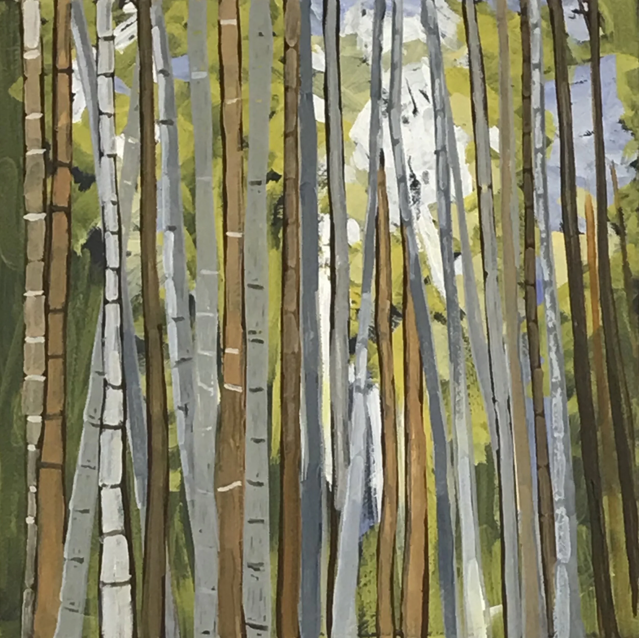 Warmer Woods, 12” x 12”, acrylic on cradled wood panel, 2020