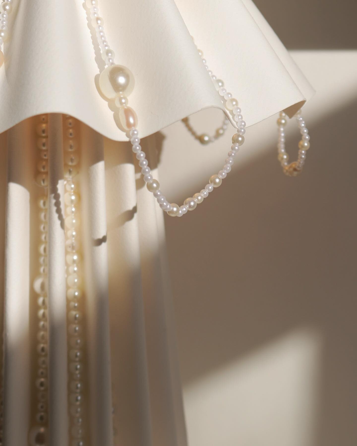 Tomorrow at 6pm we are launching our ultra luxurious upcycled collaboration featuring 726 inches of discarded pearl jewelry hand-sewn onto three one-of-a-kind lamps. 

The pearls get to live a glorious second life on lamps inspired by the natural for