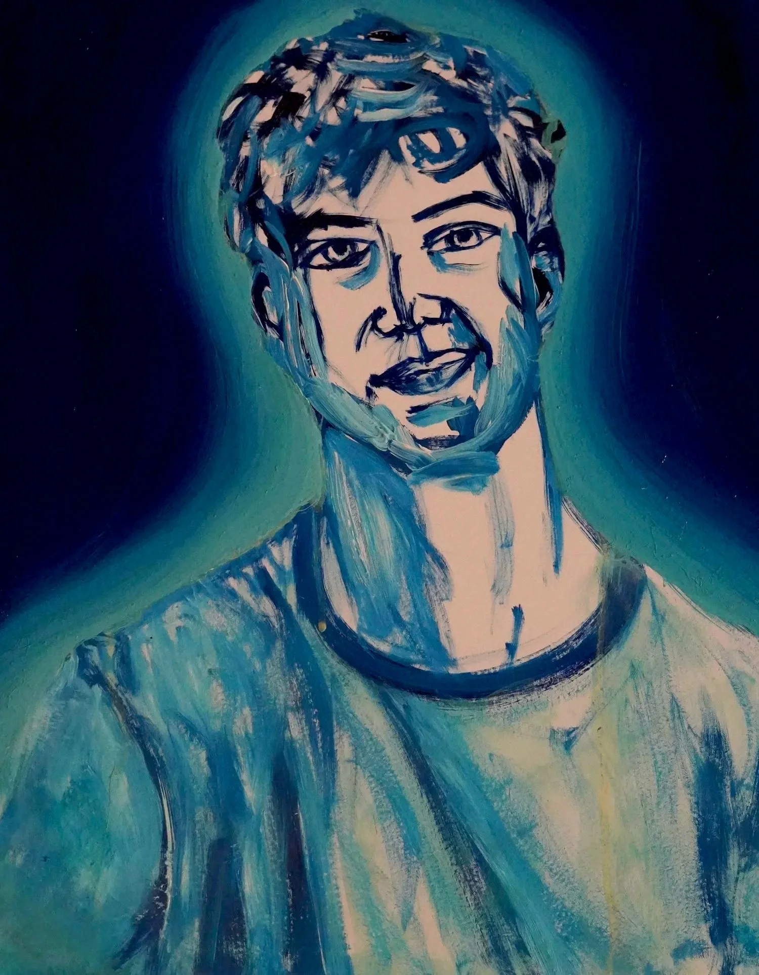 Merlin, 17, 2023 - 2025, oil on wood - 20 x 16 in
