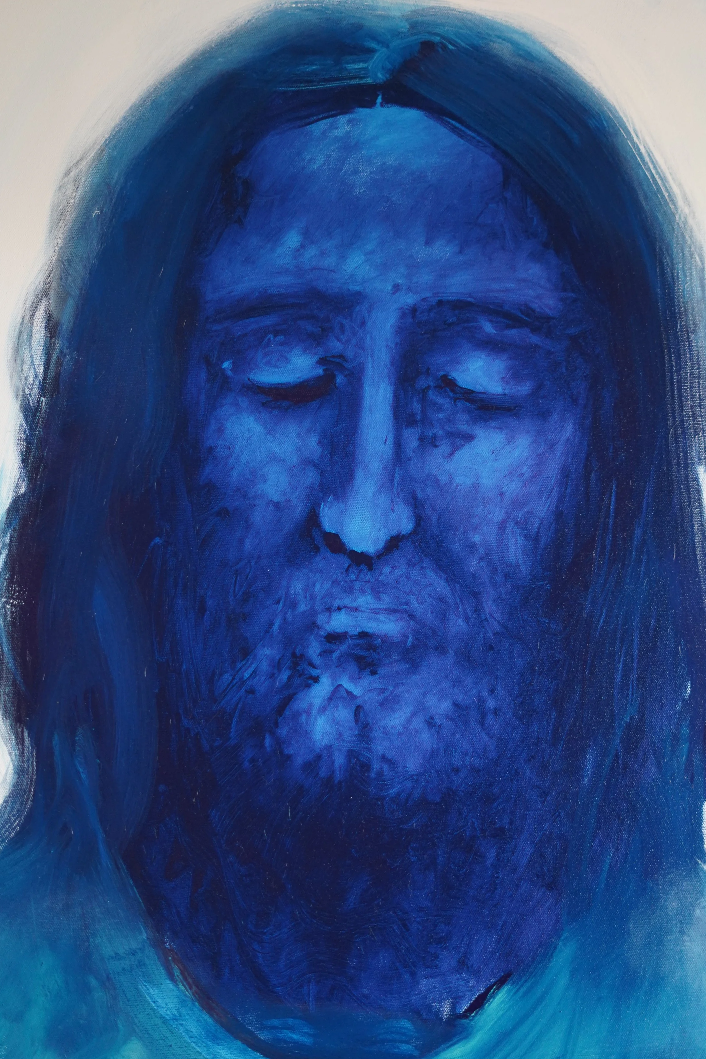 Bodhisattva one, Christ, close up, 2026, oil on canvas - 72 x 60 in