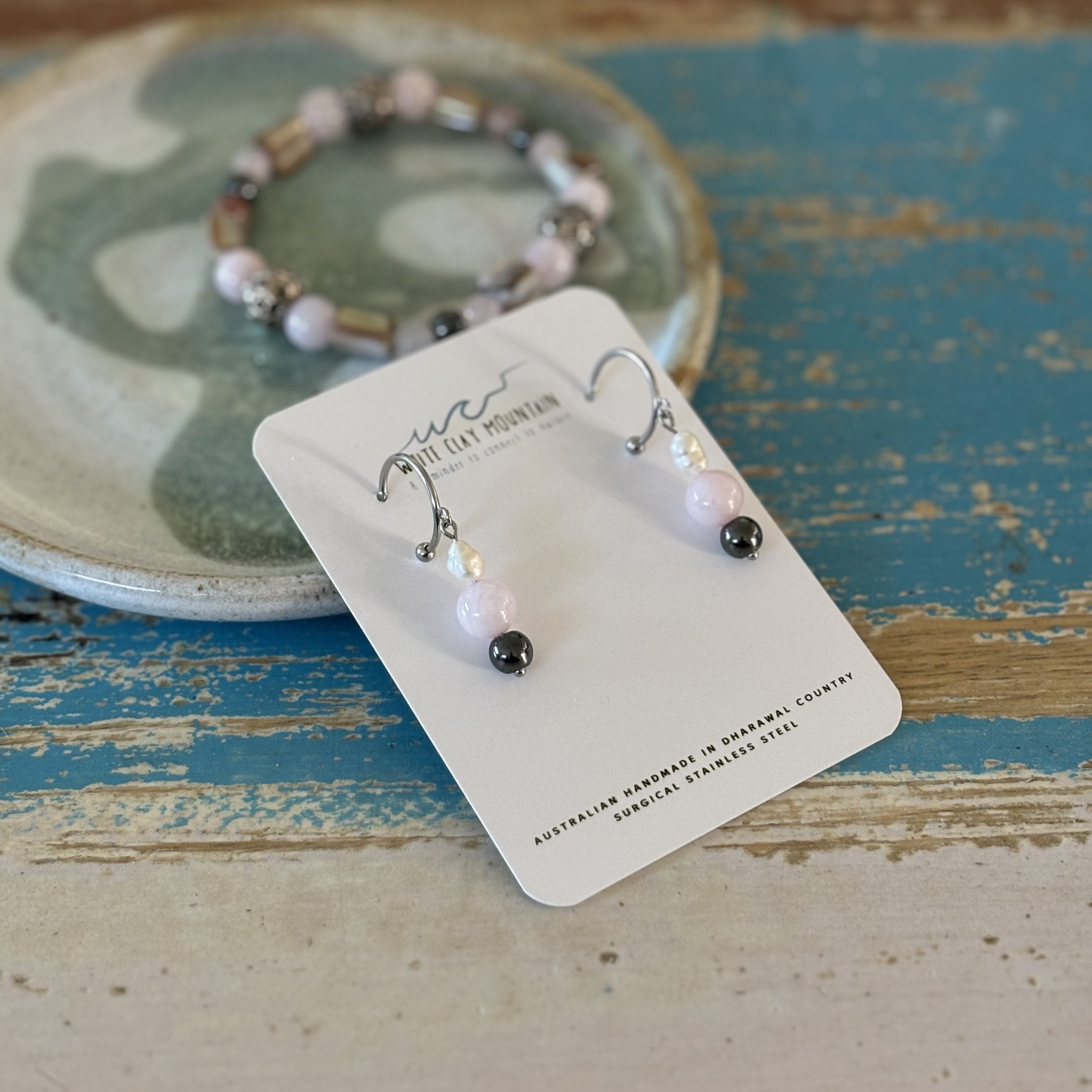 Galah Gemstone Earrings (Self-Love)