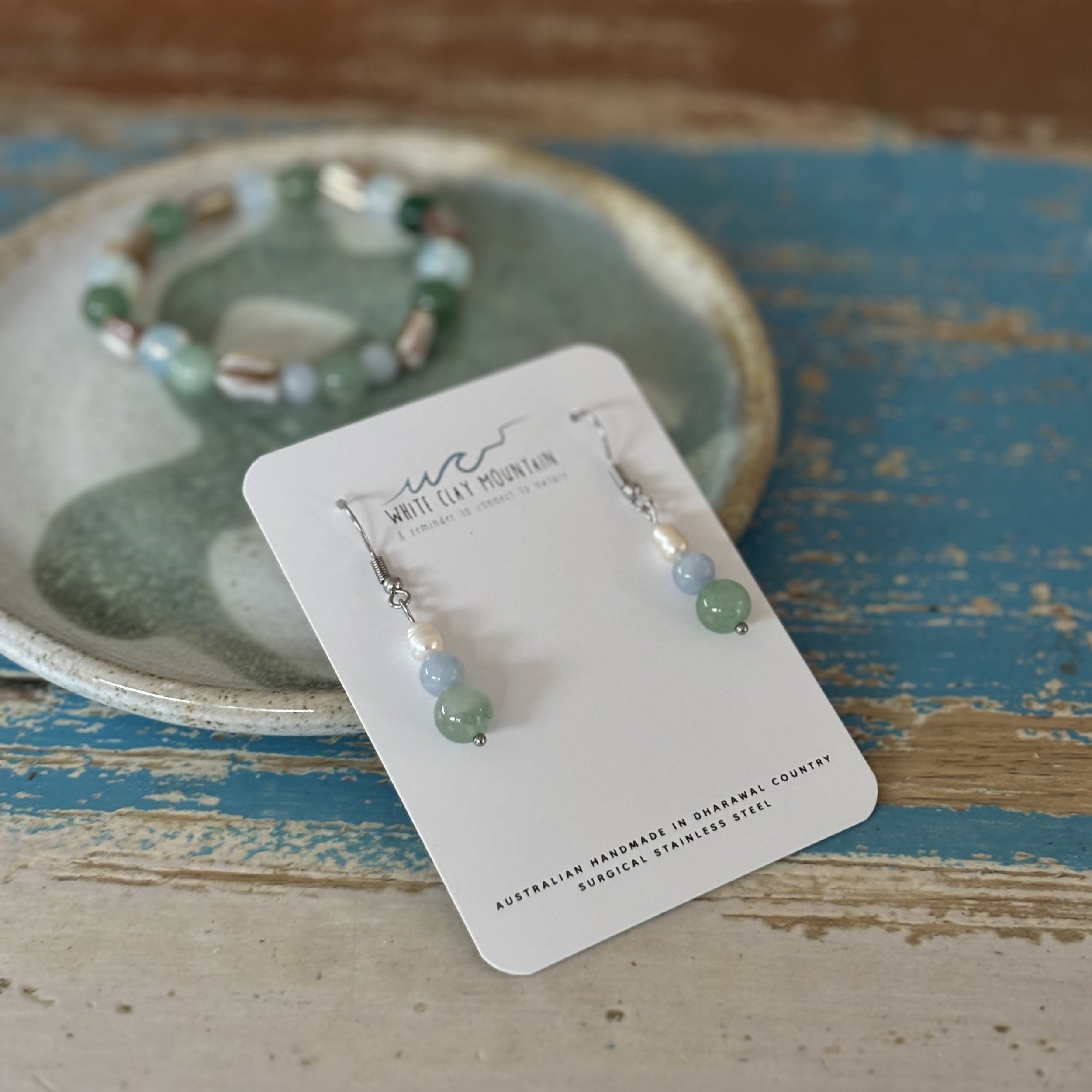 Seawater Gemstone Earrings (Flow)