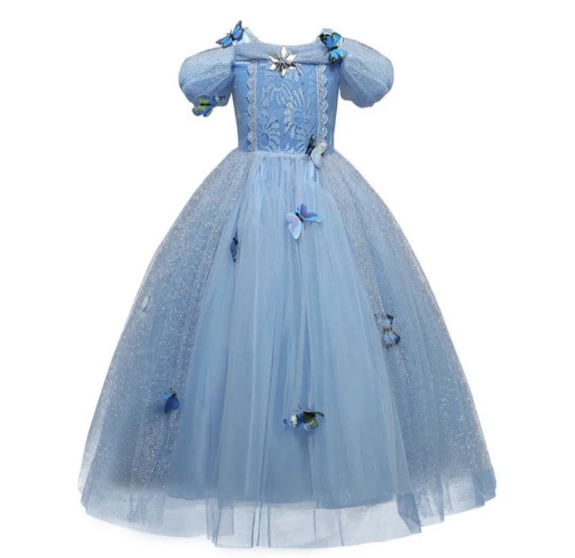 blue dress for baby girl Girls 3D Butterfly Cold Shoulder Gown by Cinderella Couture 8120 6 / Red main image 0