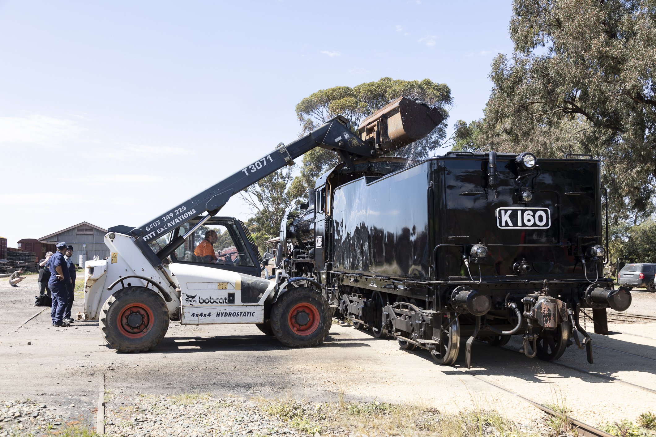 Coal is loaded into the tender of K 160 on the Victorian Goldfields Railway, Maldon. Scott Gould A Railway Life photography