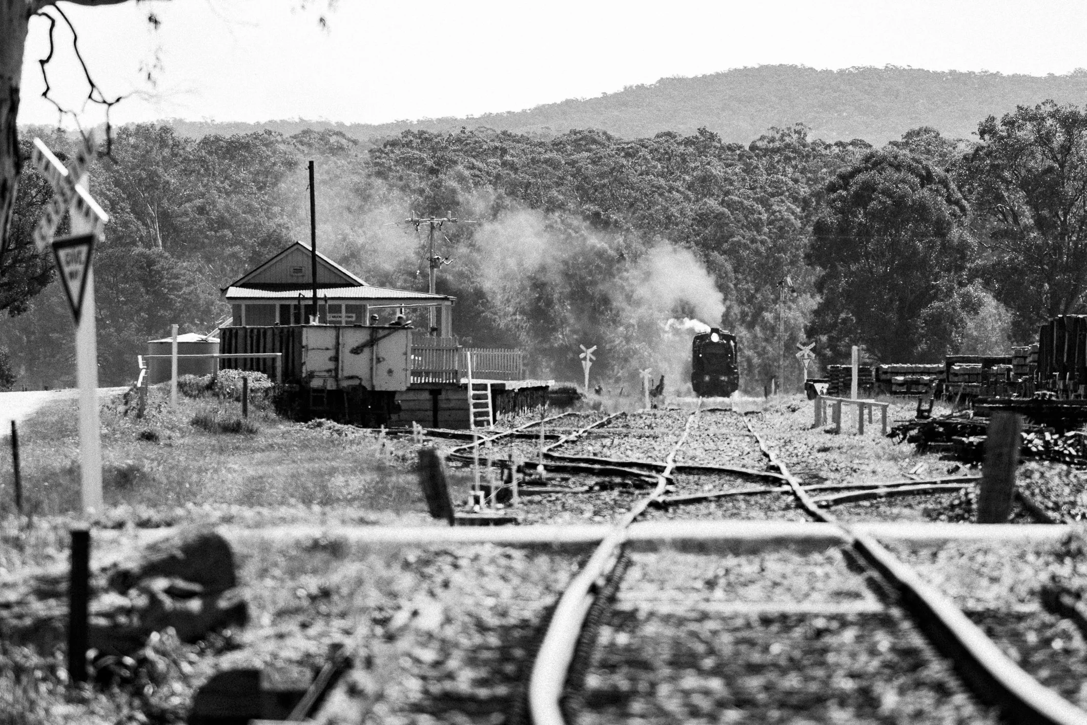 Heading to Castlemaine, the train hauled by K 160 and J 549 is approaching the intermediate station of Muckleford where the staffs for the sections will be swapped, before continuing. Victorian Goldfields Railway. A Railway Life photography