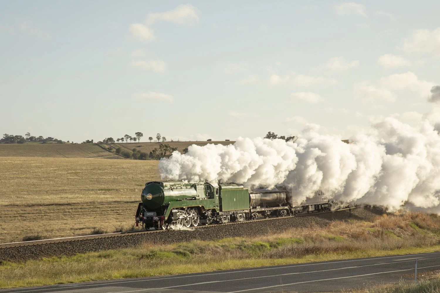 A steam train passed