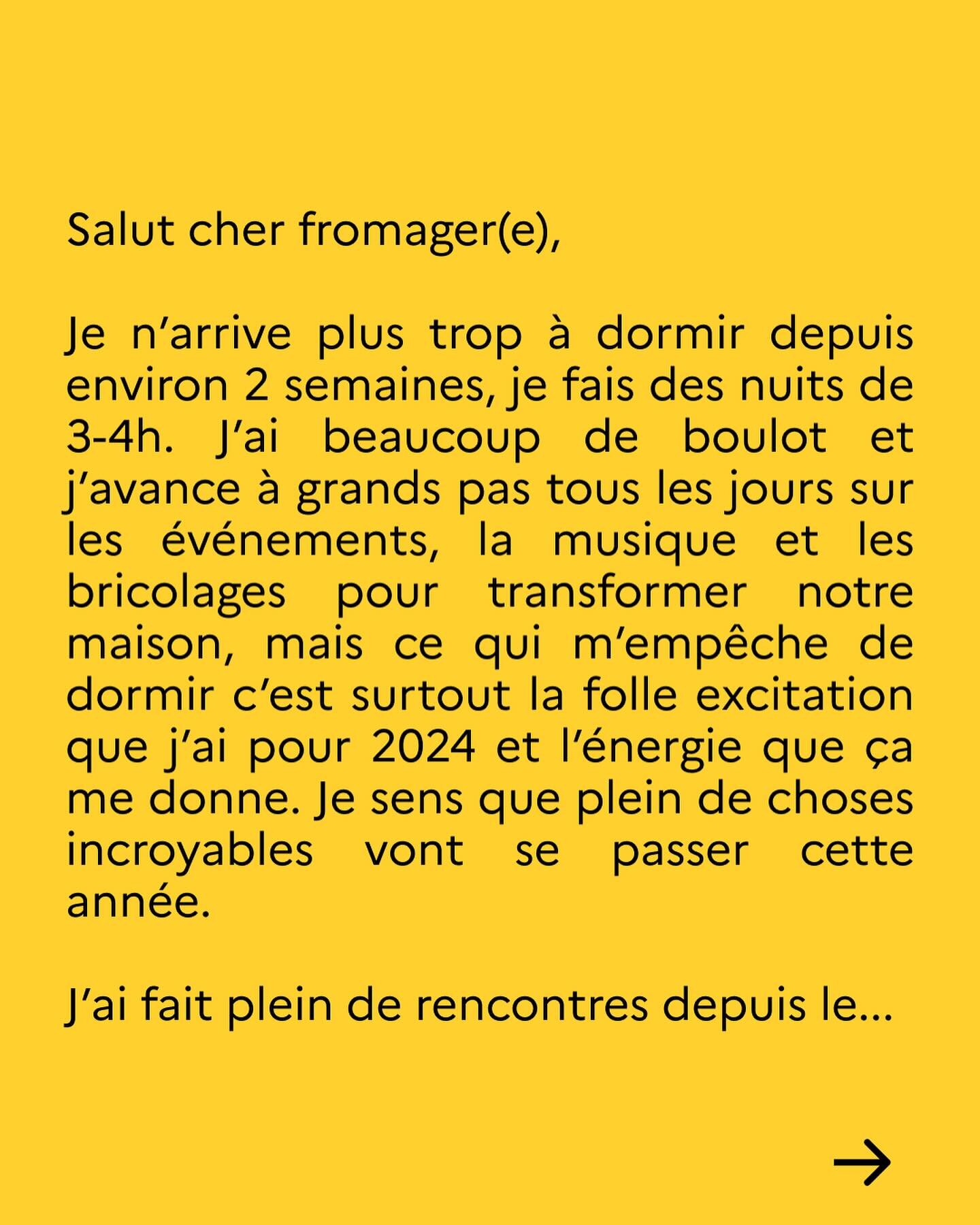 2024 va &ecirc;tre une dinguerie 😝🧀❤️

Jacques 🧀

#electrofromage #jacquesfromage #paris #2024