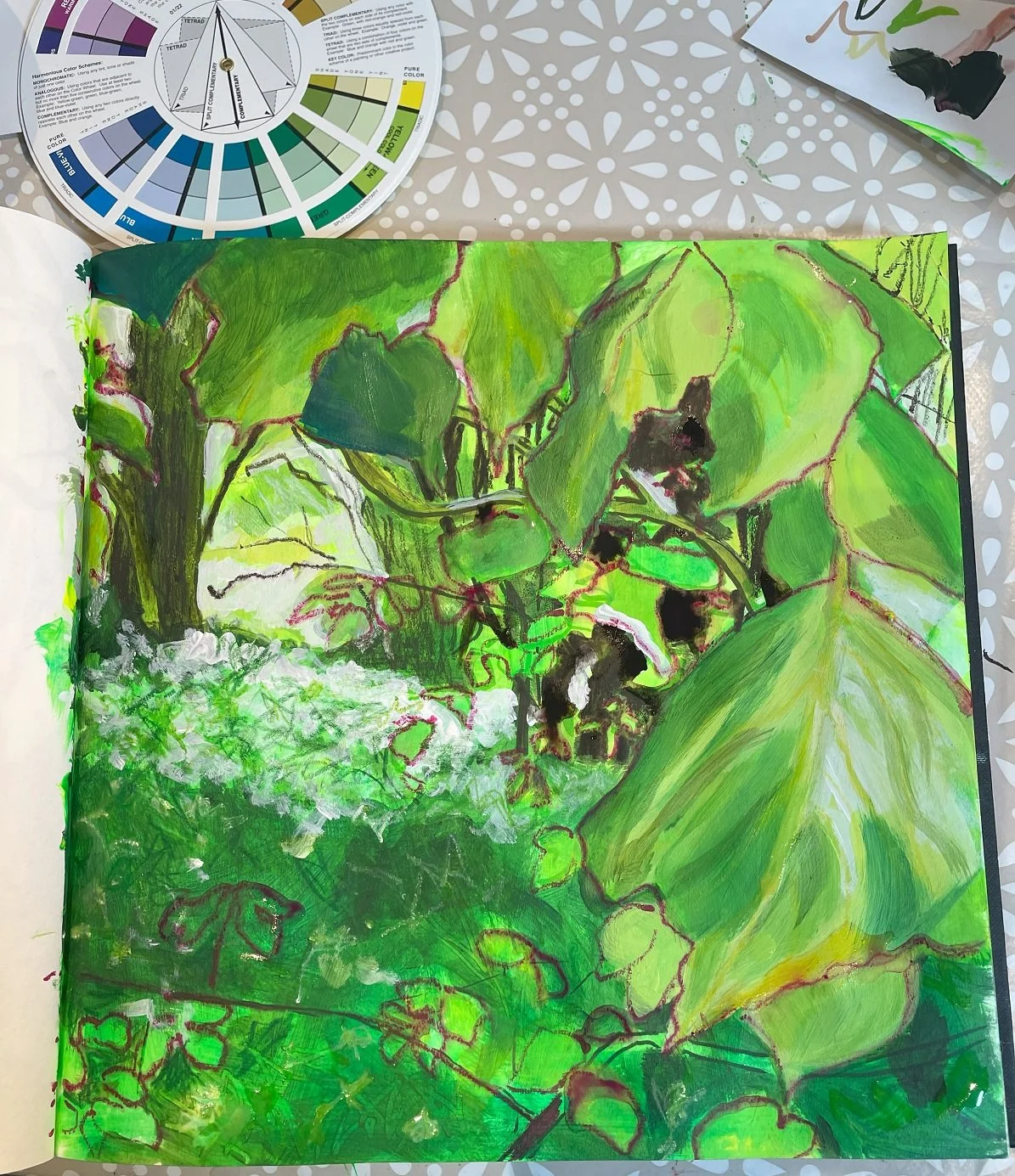 Sketchbook of spring leaves