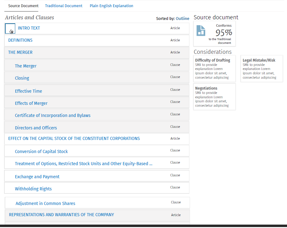 Wireframe using company design system.