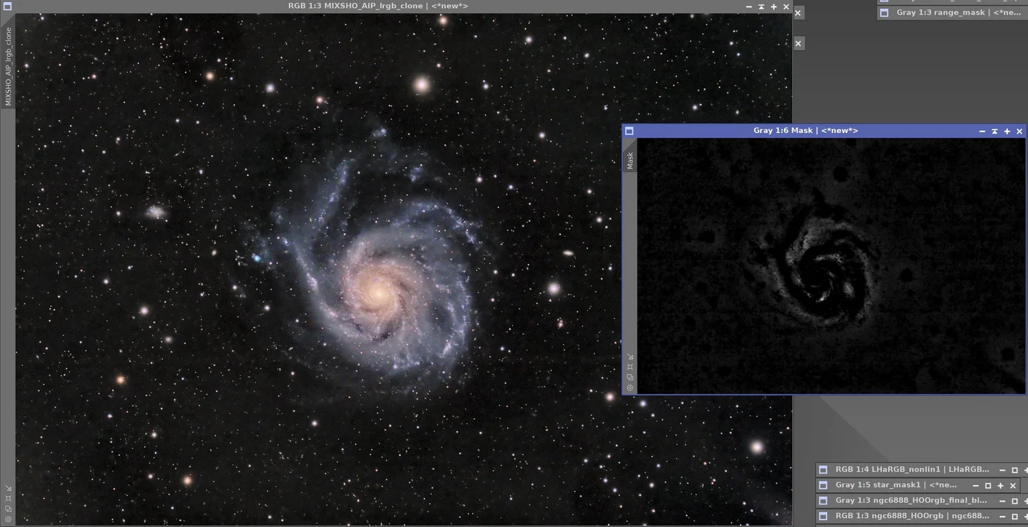 Astrophotography processing mask example