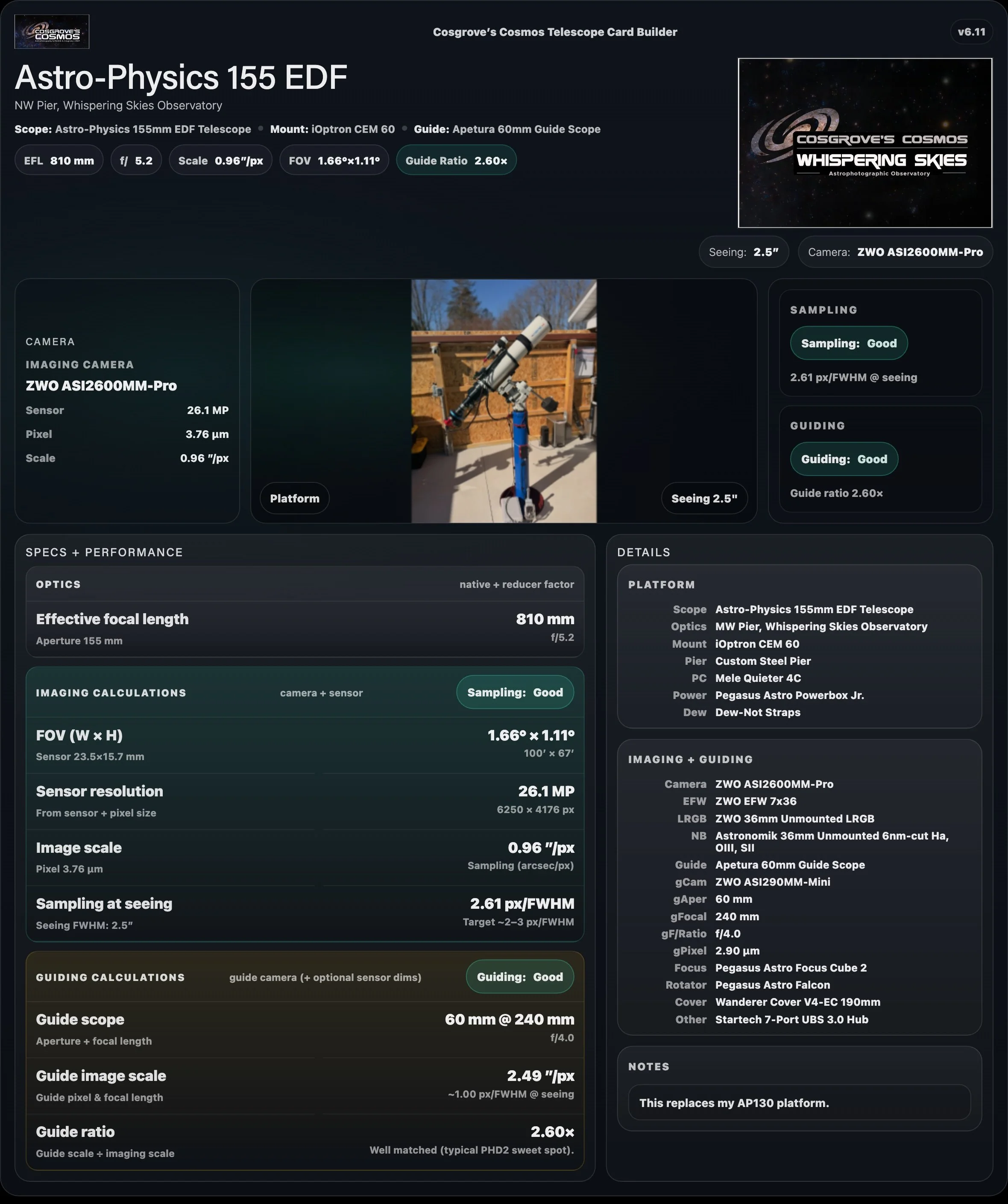 Telescope Platform Card Builder 