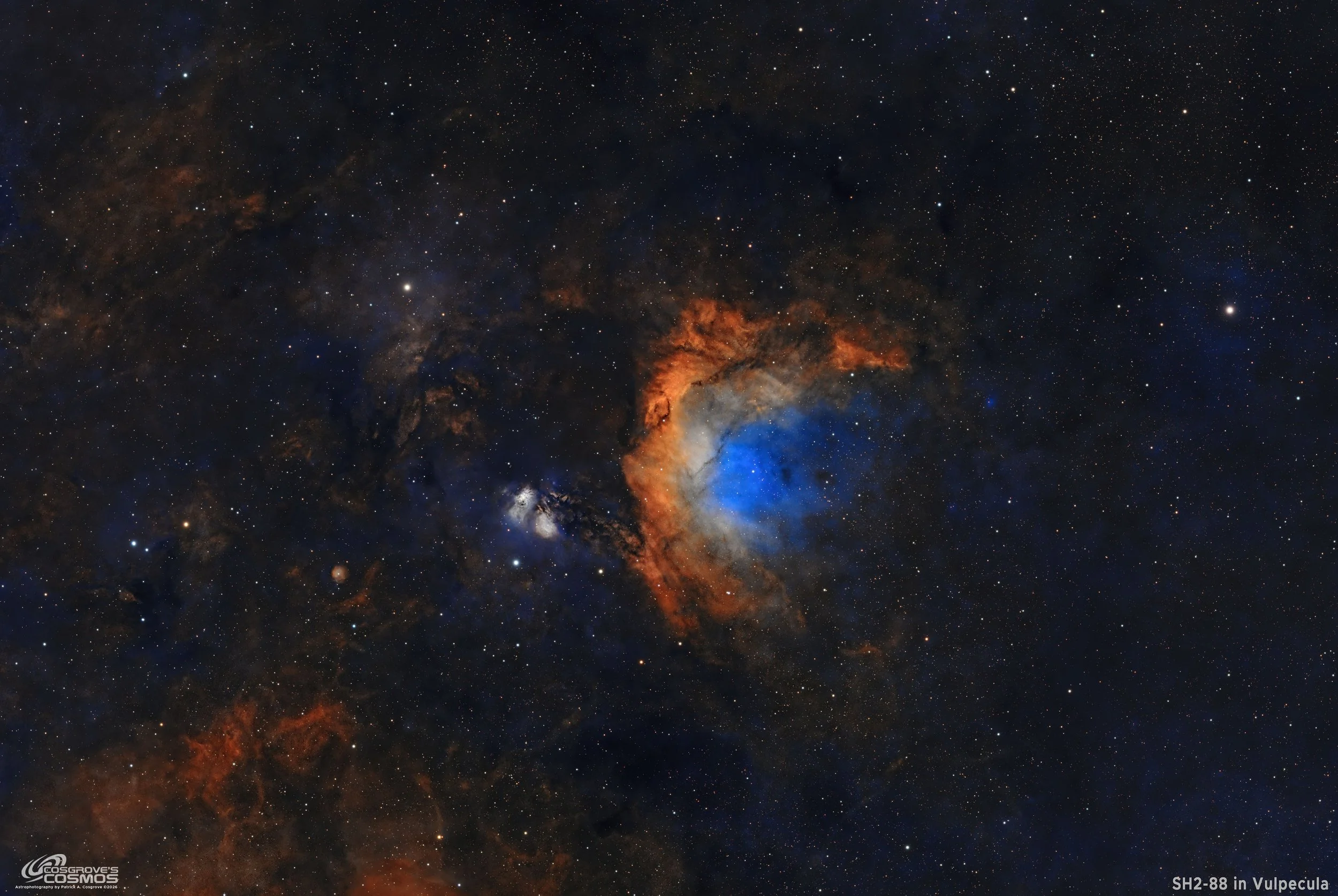SH2-88 - A Tulip-Style Nebula in Vulpecula - 12.37 hours of SHO + RGB Stars