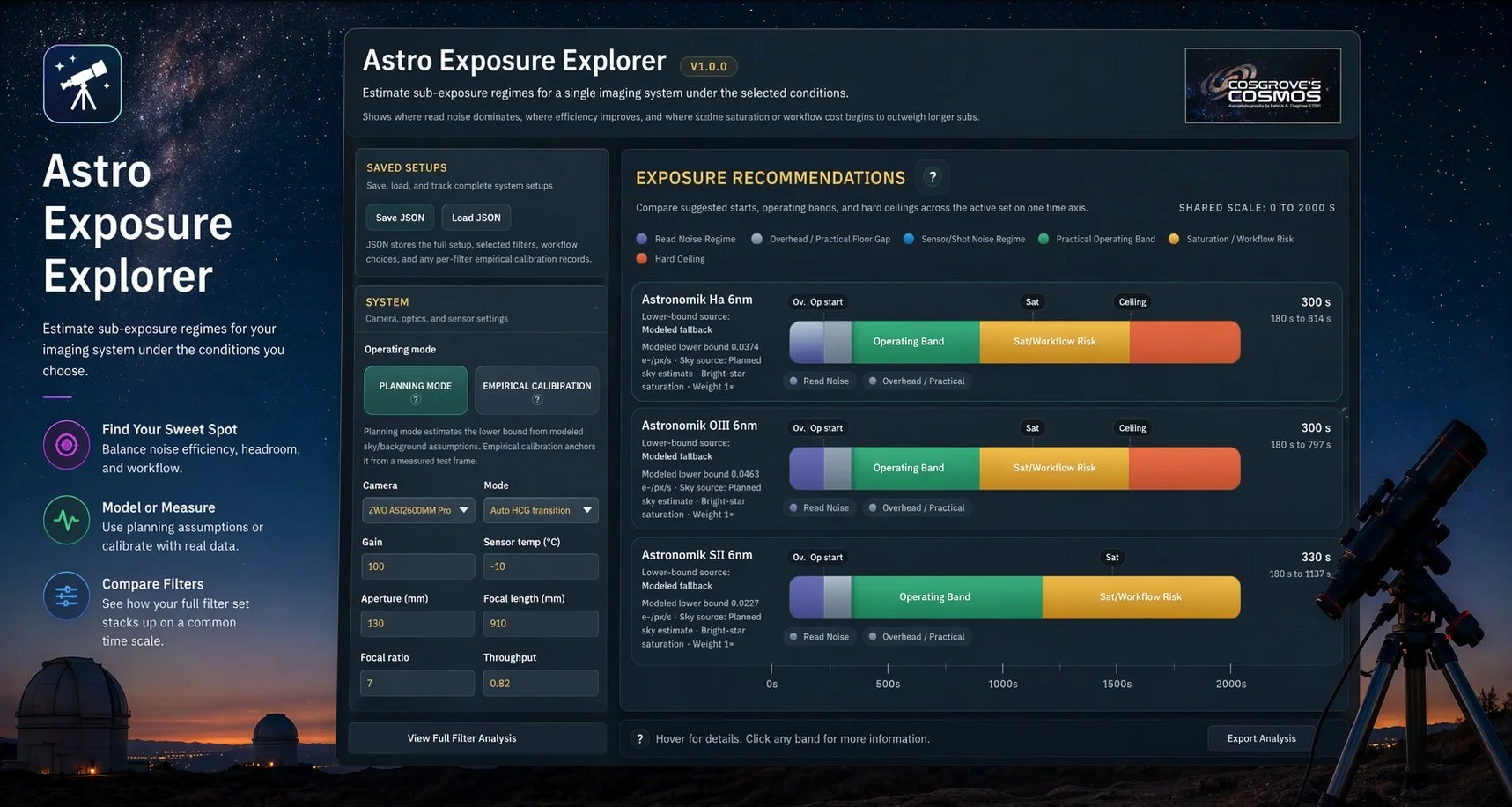 Astro Exposure Explorer utility screenshot