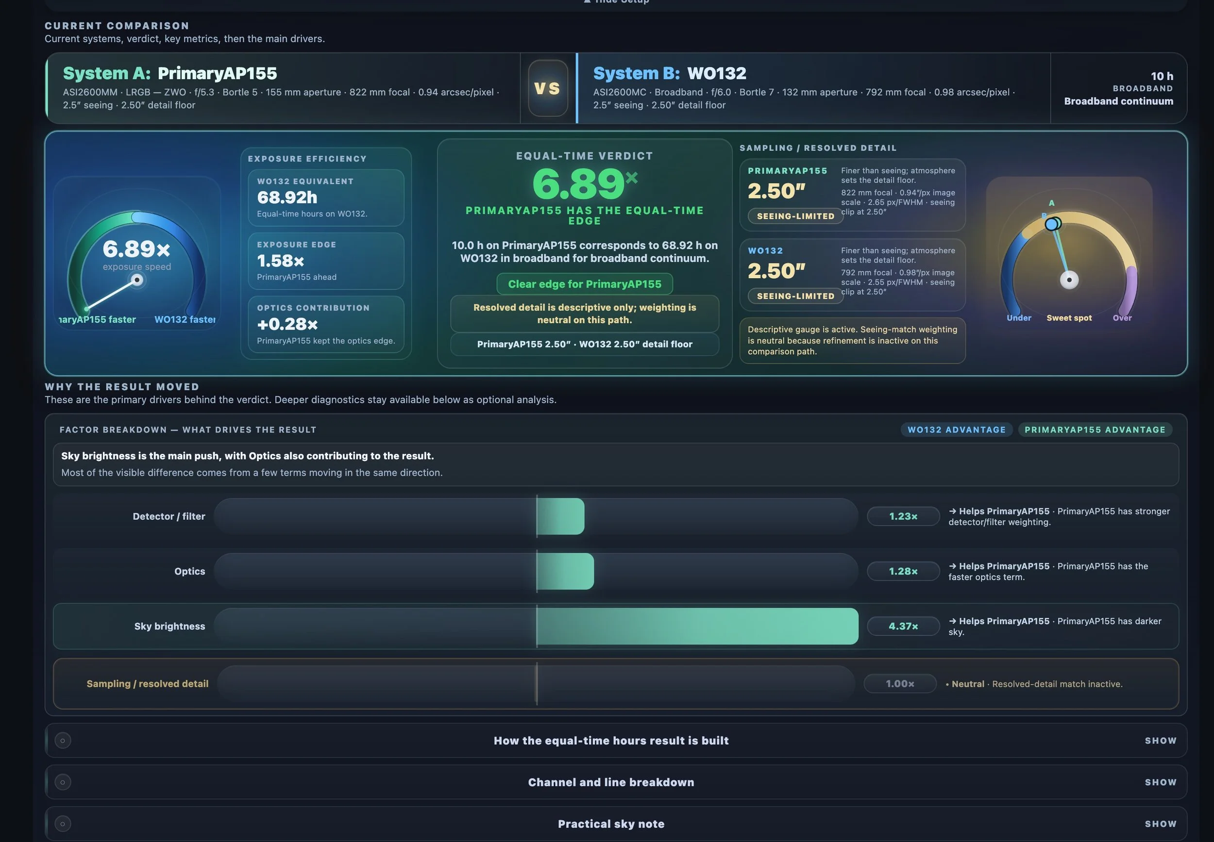 Astro System Compare utility screenshot