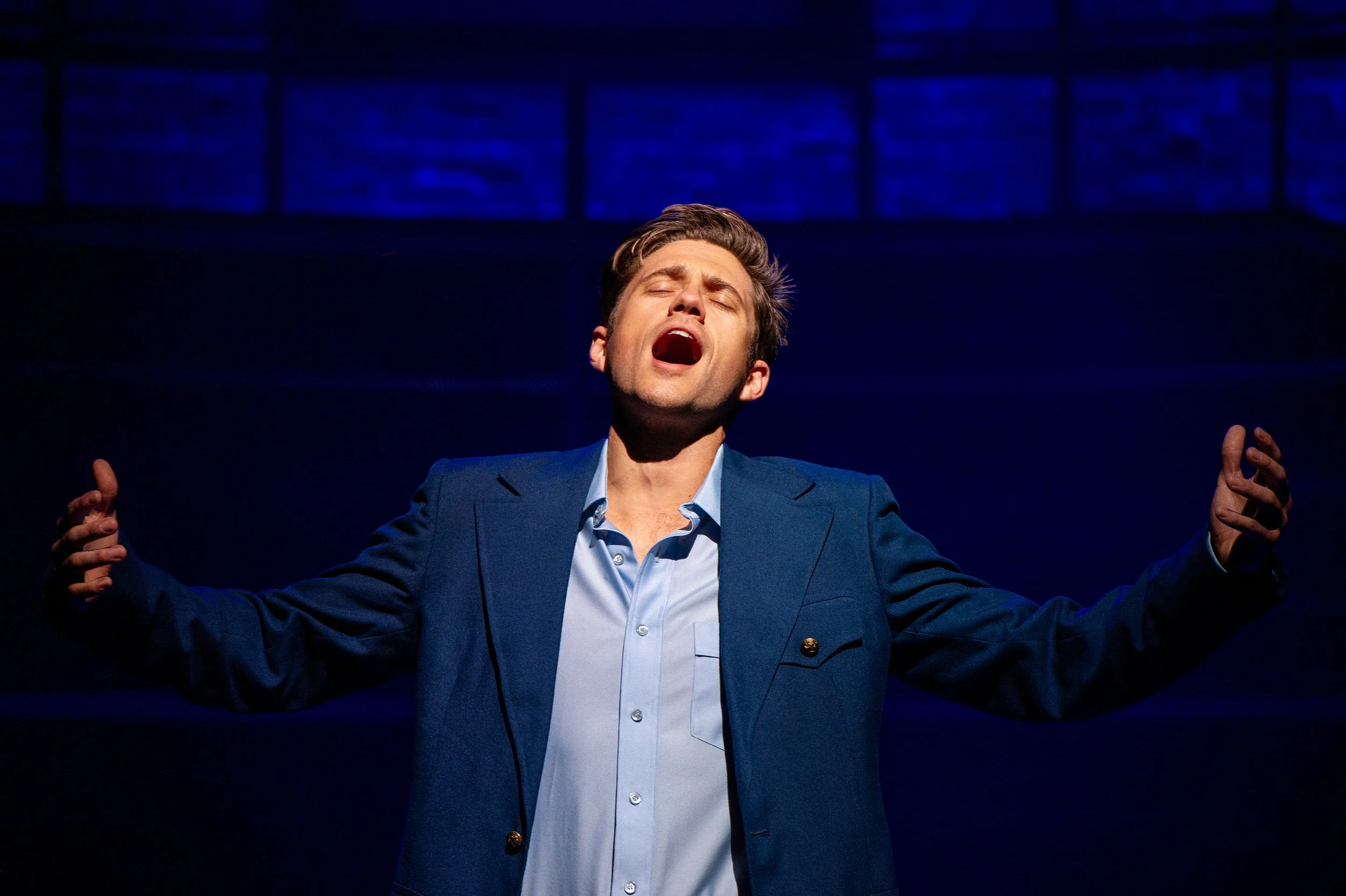 Aaron Tveit in "Company" by Stephen Sondheim and George Furth. Directed by Julianne Boyd at Barrington Stage Company.