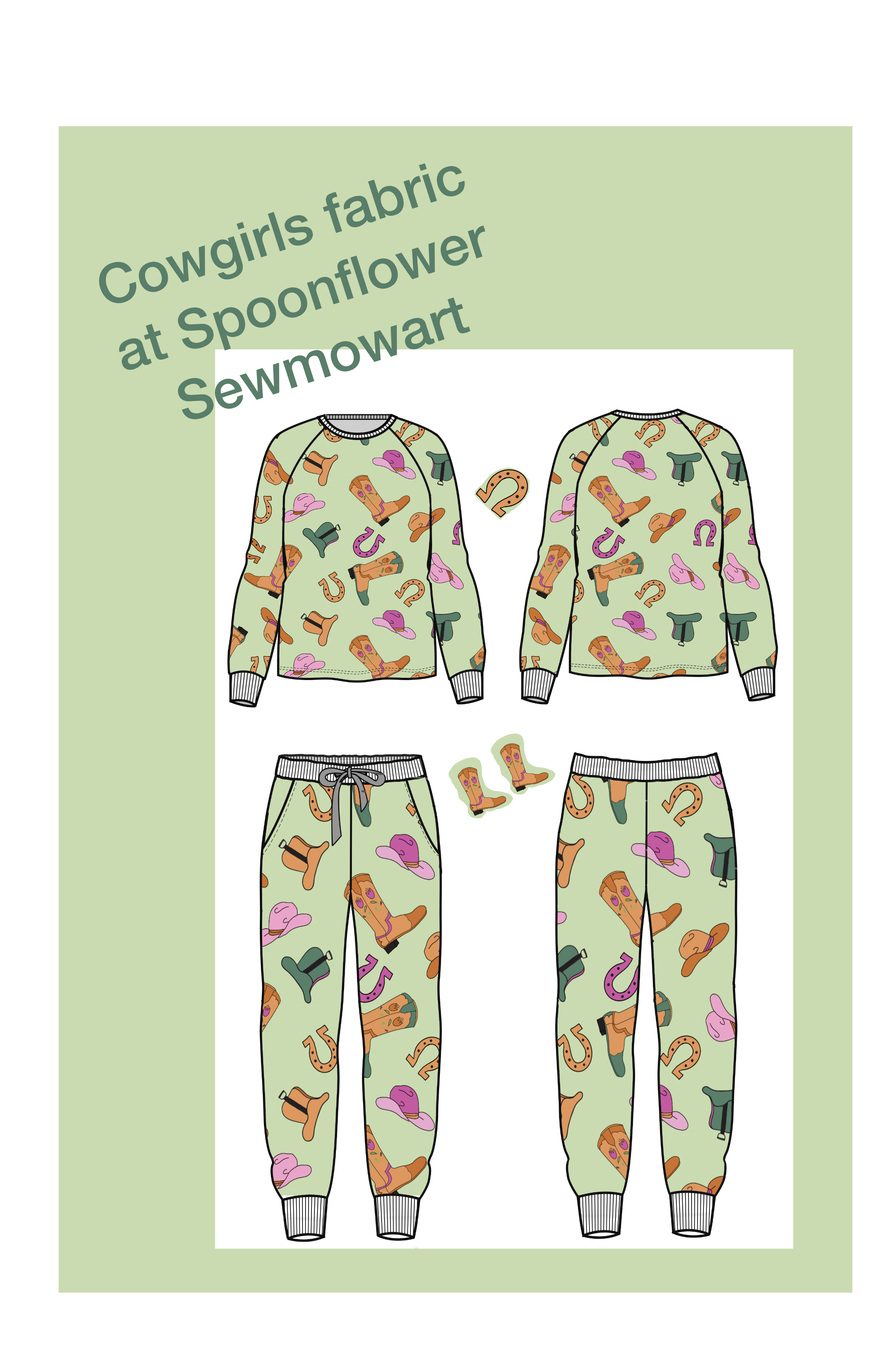 Cowgirls fabric mockup