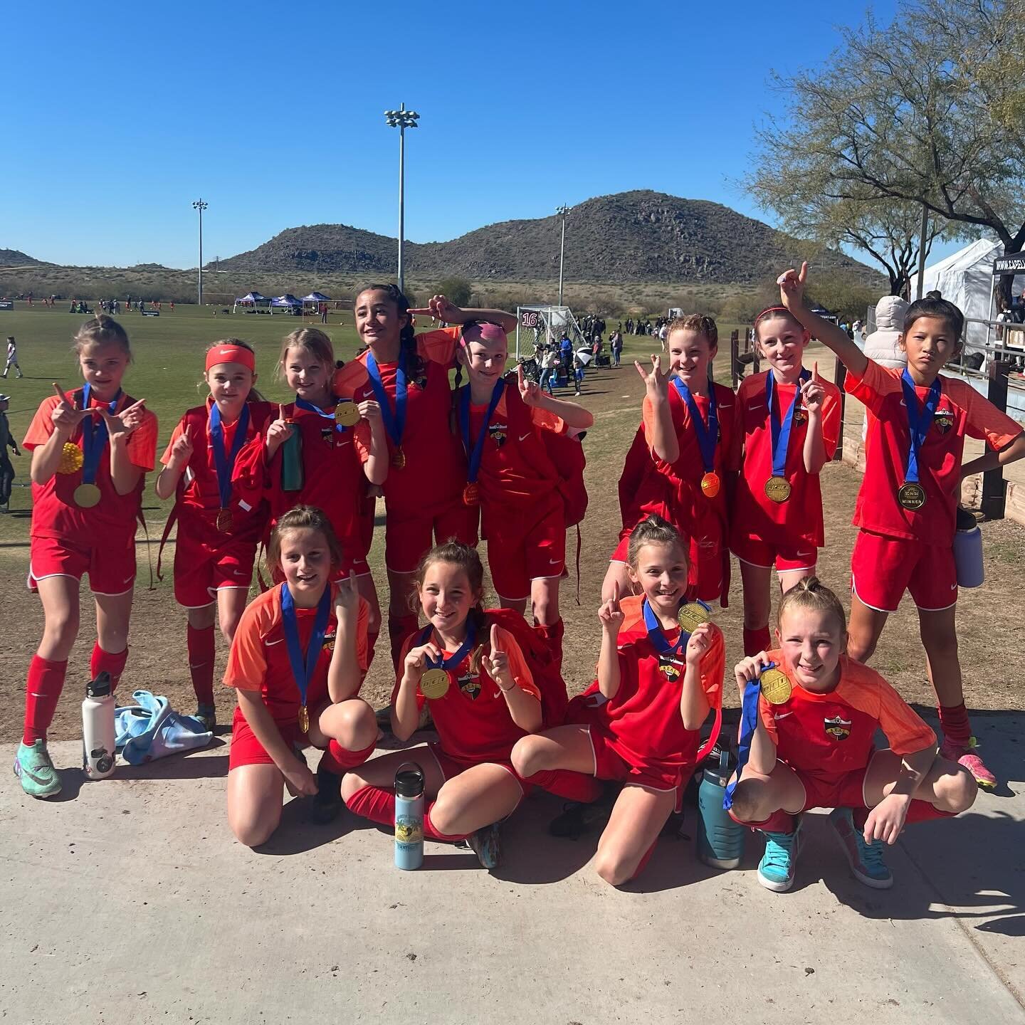 Must be tournament season coming on. Desert Classic Champions: &lsquo;13 girls Olympico and &lsquo;09 girls Red. #ThisIsReal