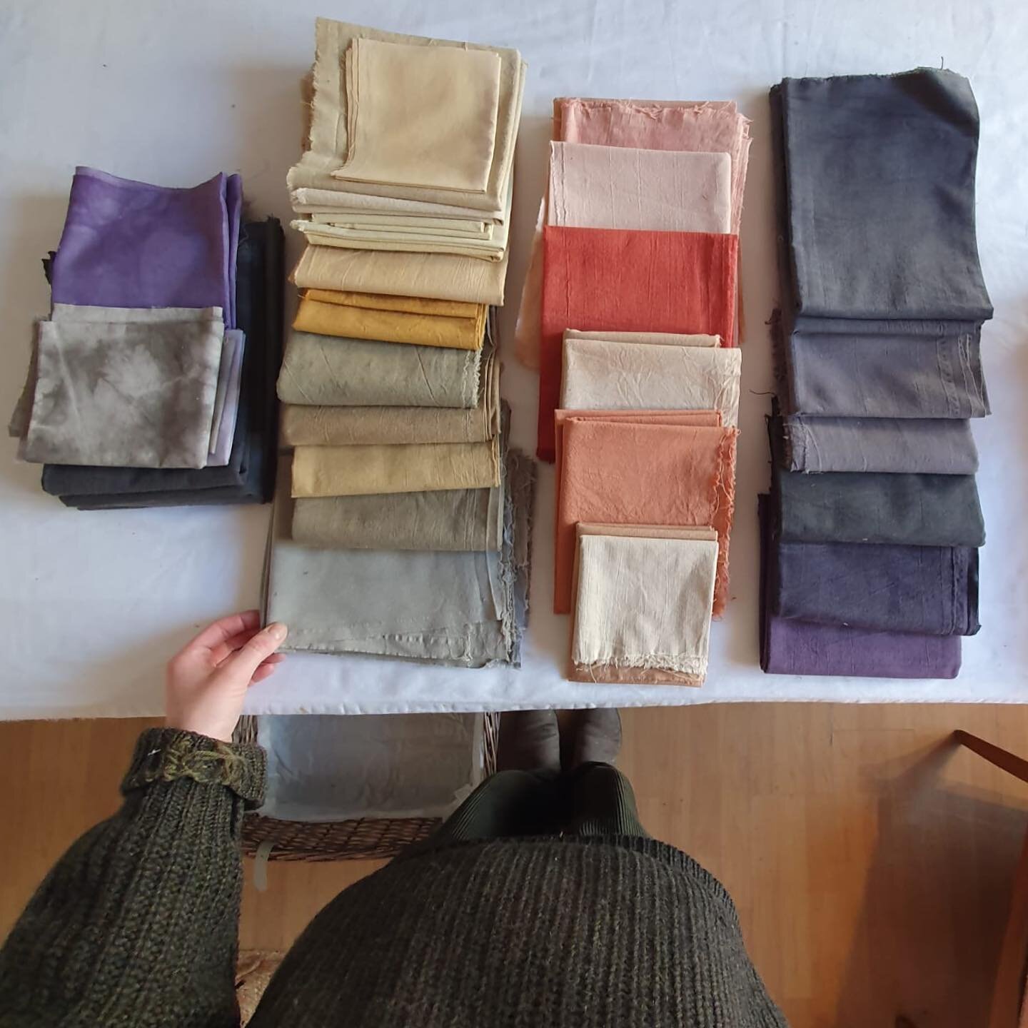 One of the first jobs in the new studio was to iron and take stock of my naturally dyed fabric from 2023. Very satisfying. Now thinking about the sort of quilt I&rsquo;d like to make with some of these colours. Patchwork or appliqu&eacute; design? A 