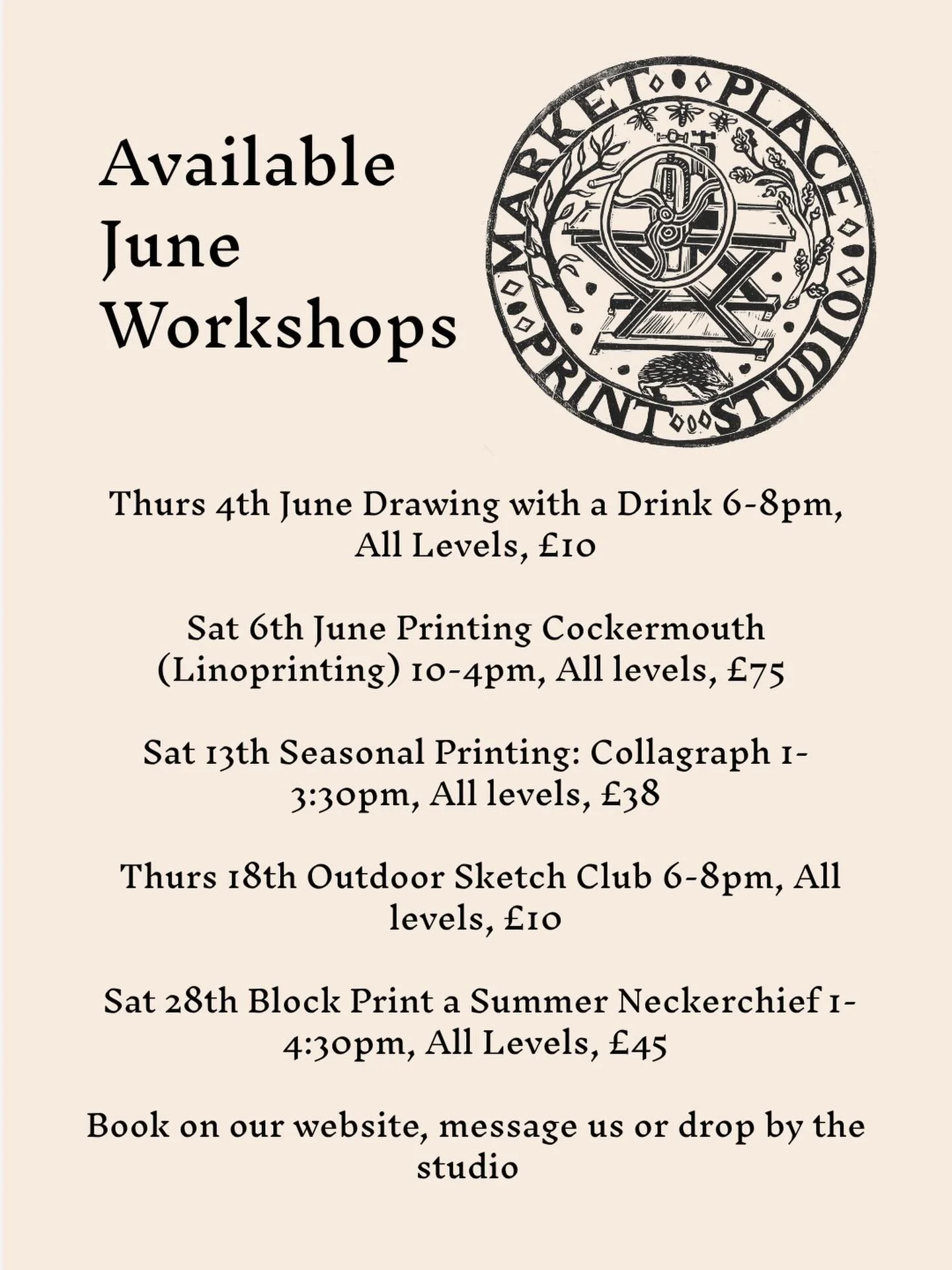 🌻 Join us in June for a workshop, we have spots available on these ones! If you have any questions or want to organise a workshop on a different date, let us know by dropping by the studio or email us on marketplaceprintstudio@gmail.com 🌻 

#cocker