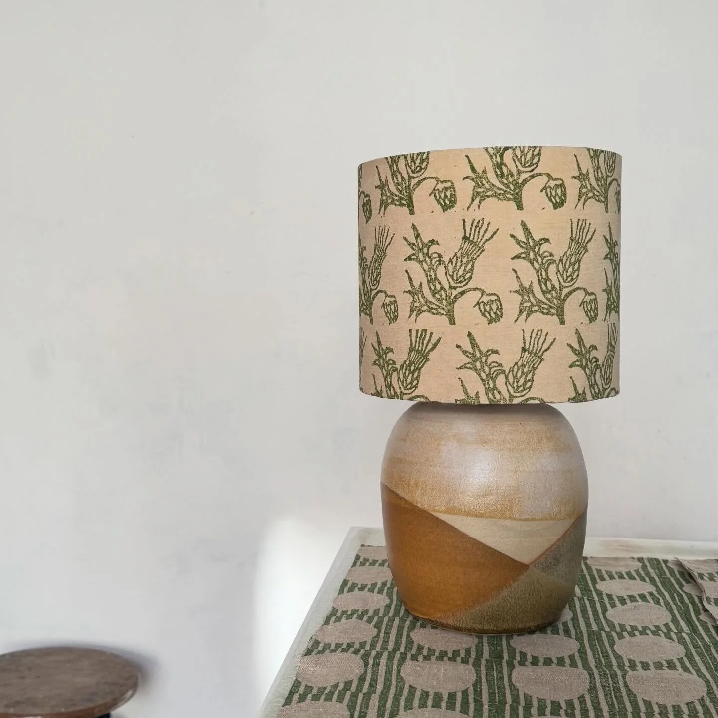Last year @lanta_clay invited me to collaborate with her on two lamp designs, one for me and one for her. We responded to each other&rsquo;s designs, I really enjoyed choosing naturally dyed fabrics and blocks that matched the colour and atmosphere o