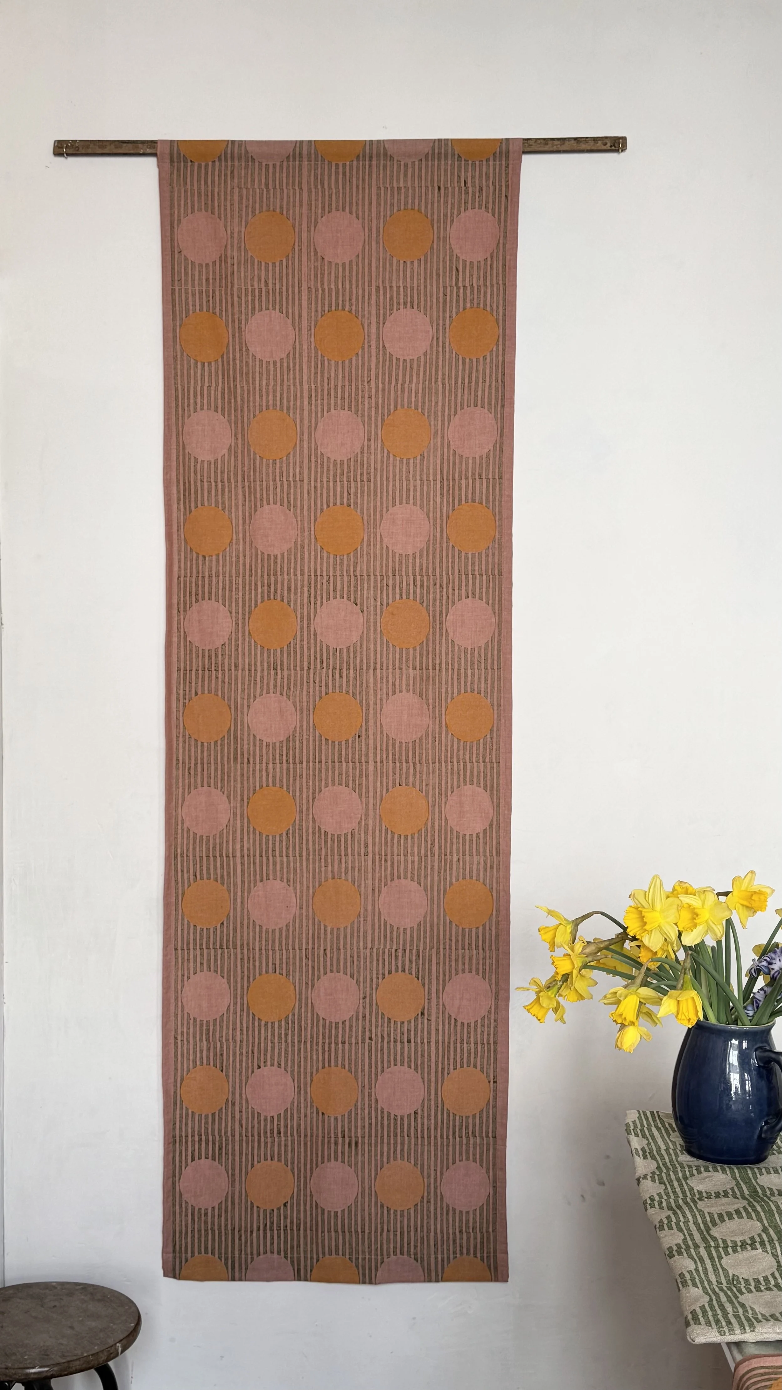 Prink & yellow diagonal dots 178 x 56cm.jpg