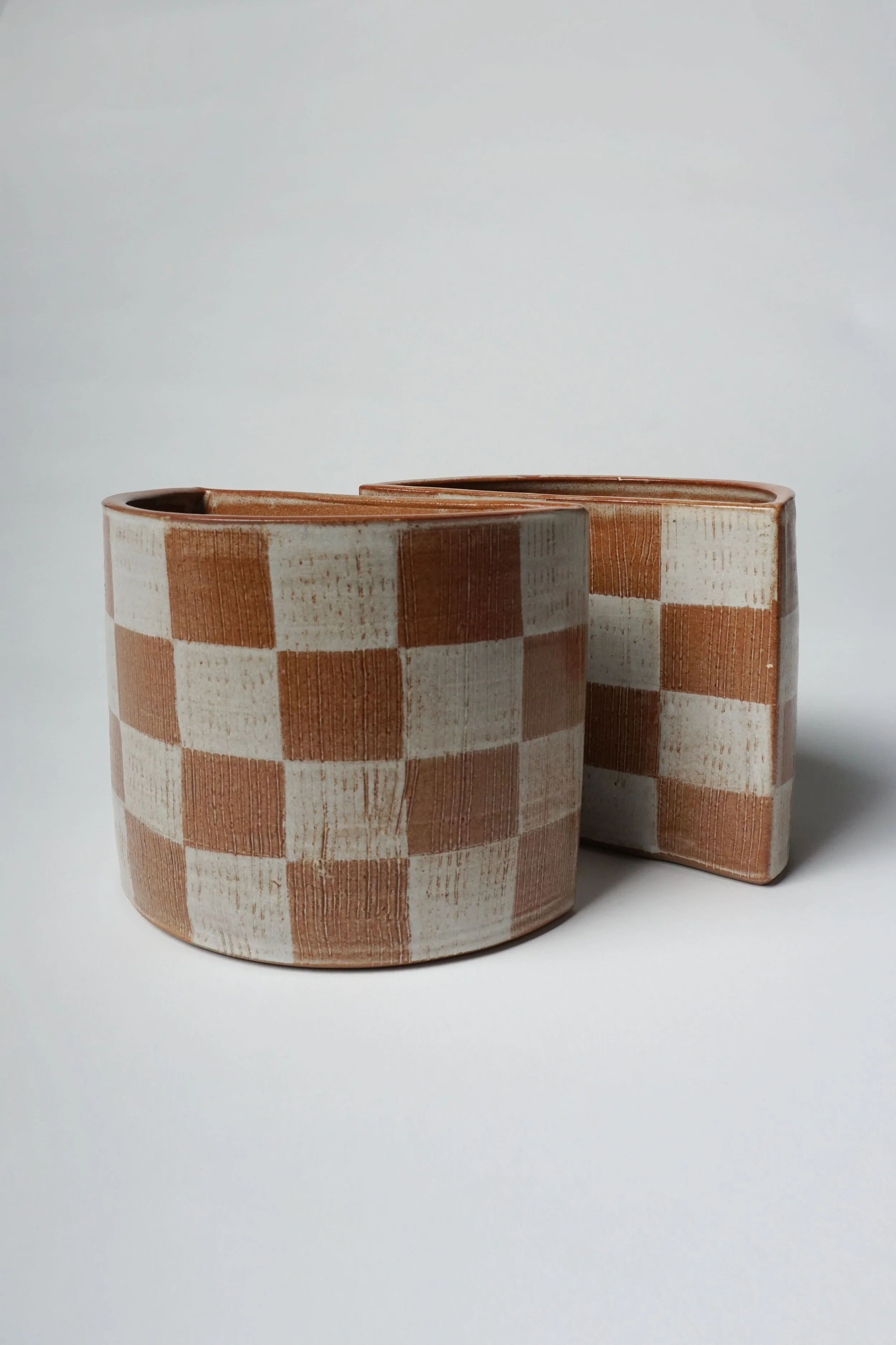 White Checkers Bookend Planter.jpg