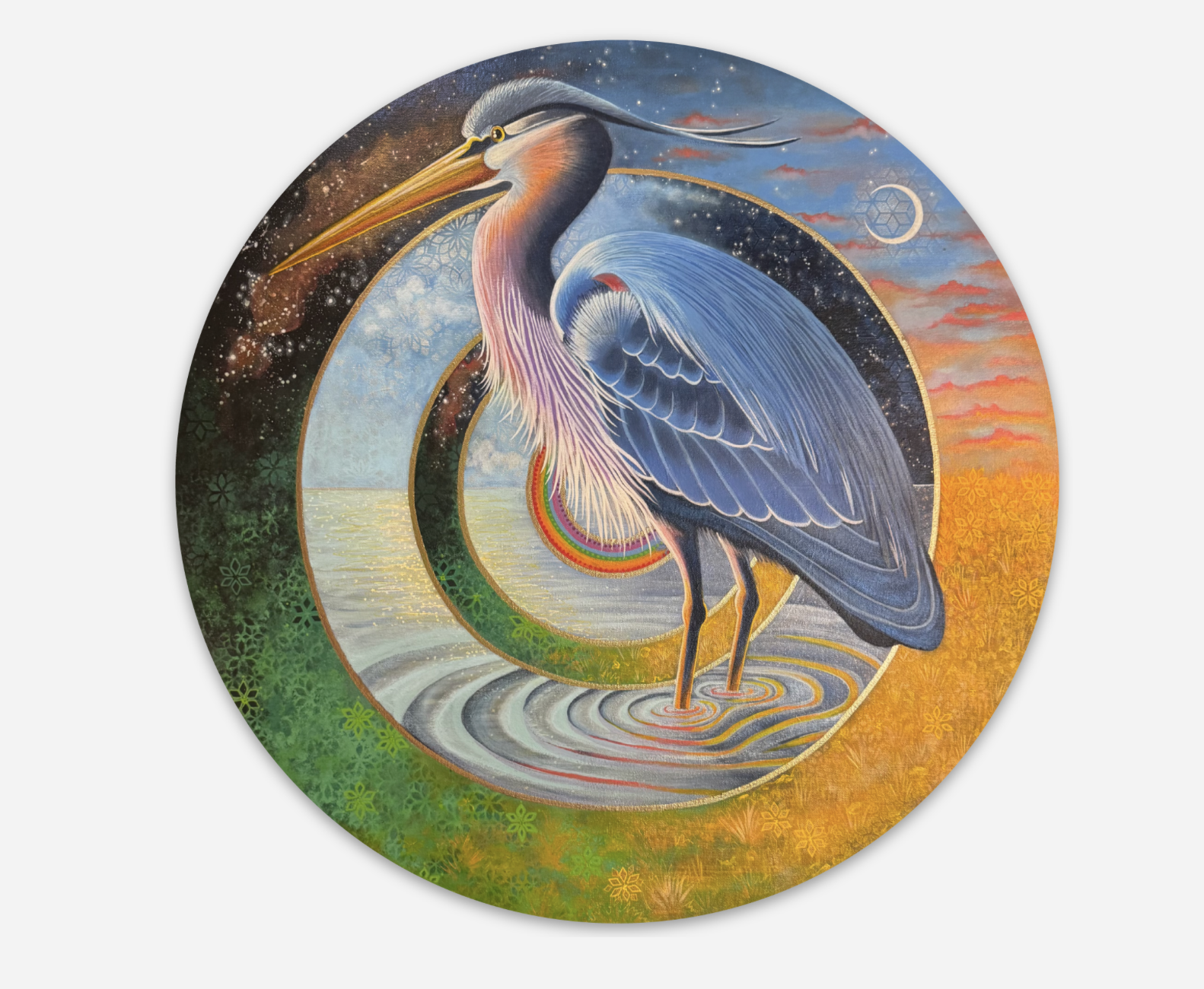 Blue Heron Round Sticker