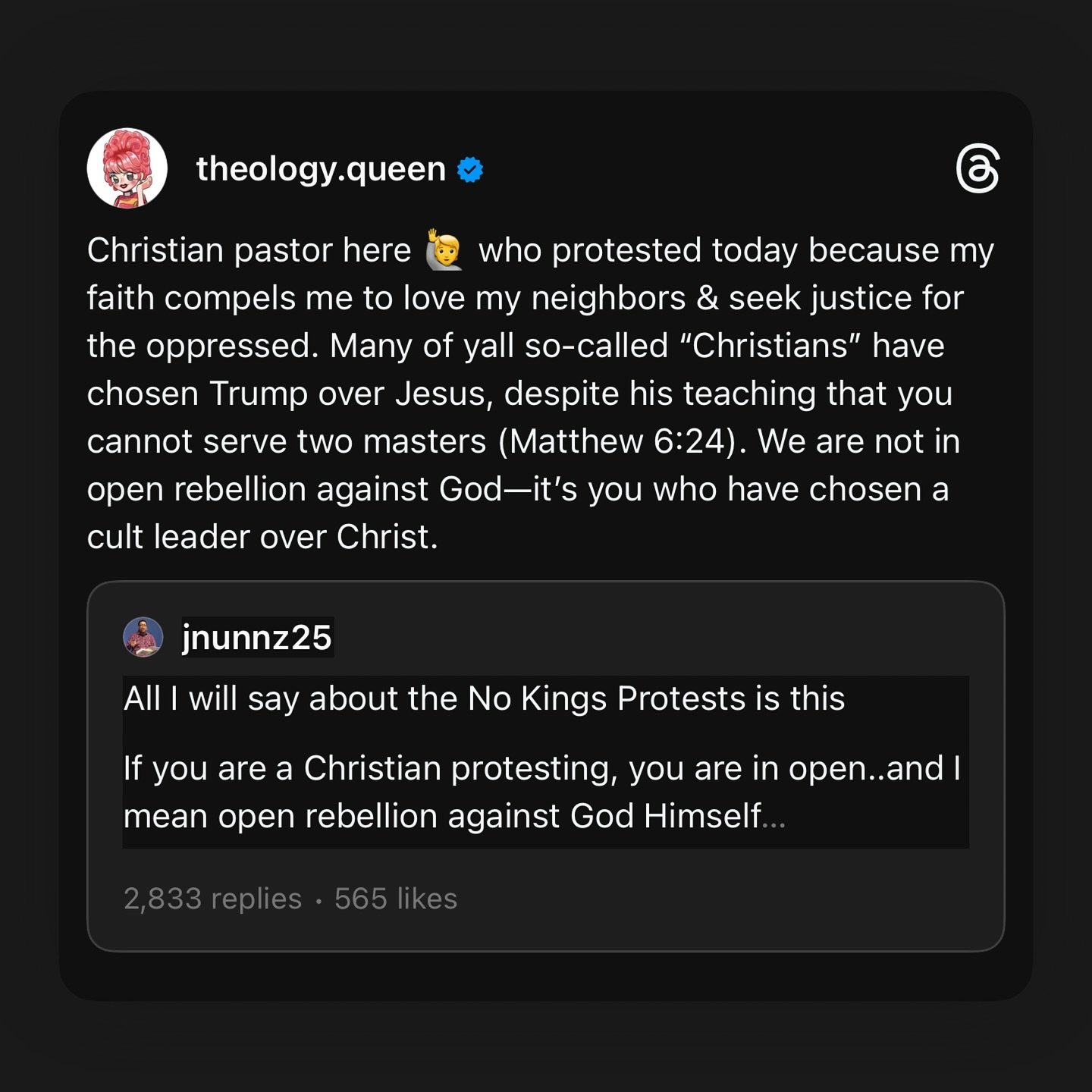 You cannot serve God and Trump. You cannot serve God and the billionaire class. Jesus healed the sick. He fed the hungry. He washed the feet of his disciples. Jesus came in service to many. Yet Trump is only in service to the billionaire class. He is
