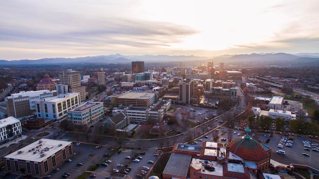 Aerial shot of downtown #asheville #828isgreat #blueridgemountains #blueridgemoments #drones #dji #dronebois #dronephotography #dronestagram #dronepic #beercityusa