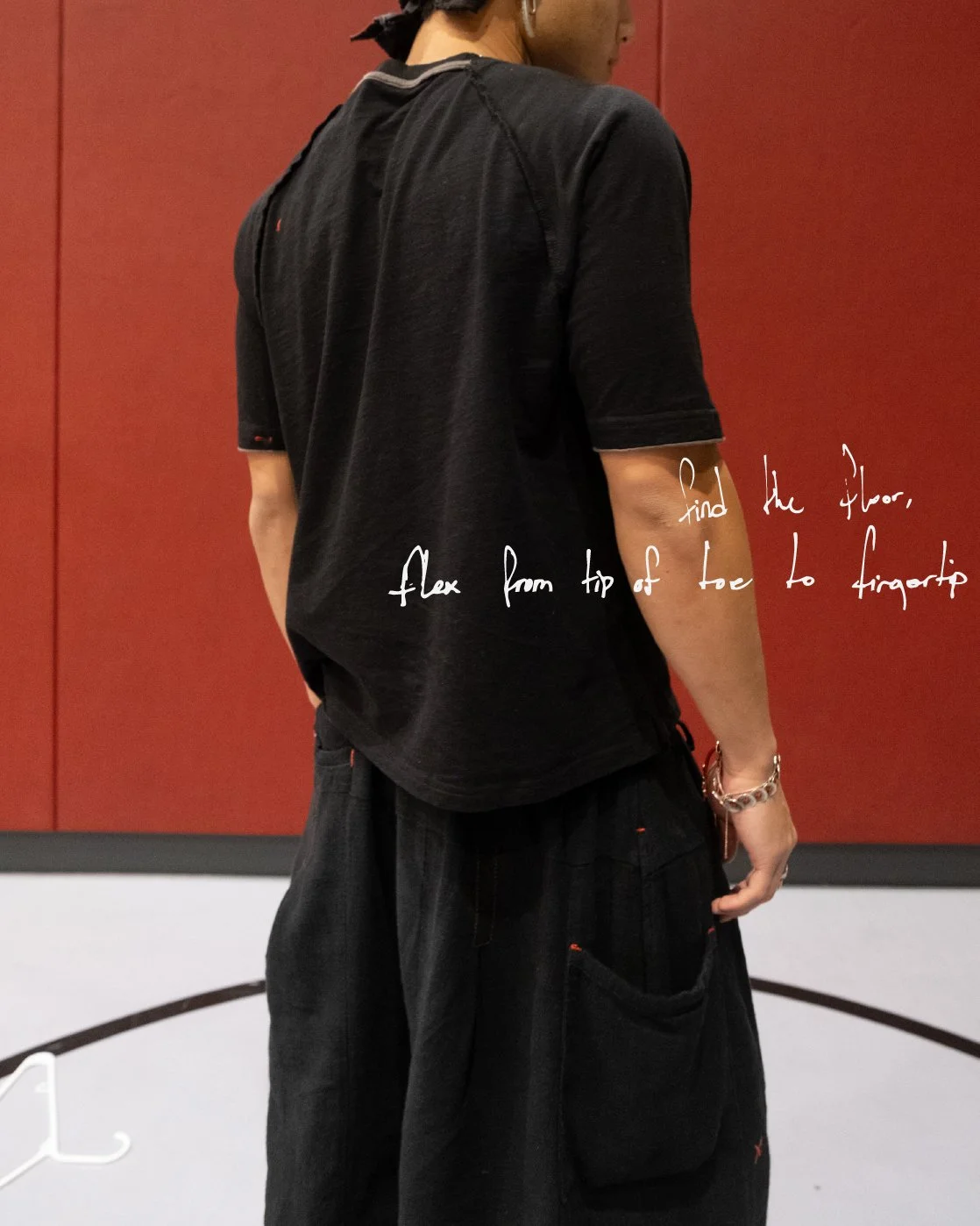 find the floor, flex from tip of toe to fingertip